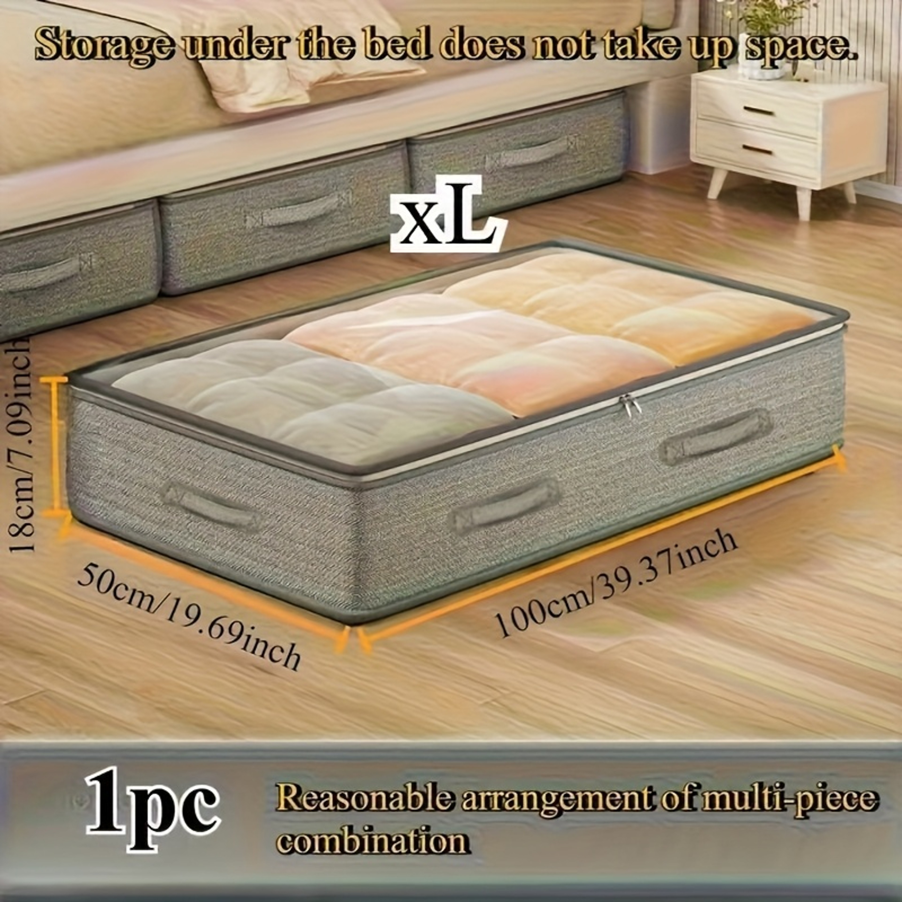 Under Bed Storage Bag Foldable Fabric Blanket Storage Organizer Space Saving 6