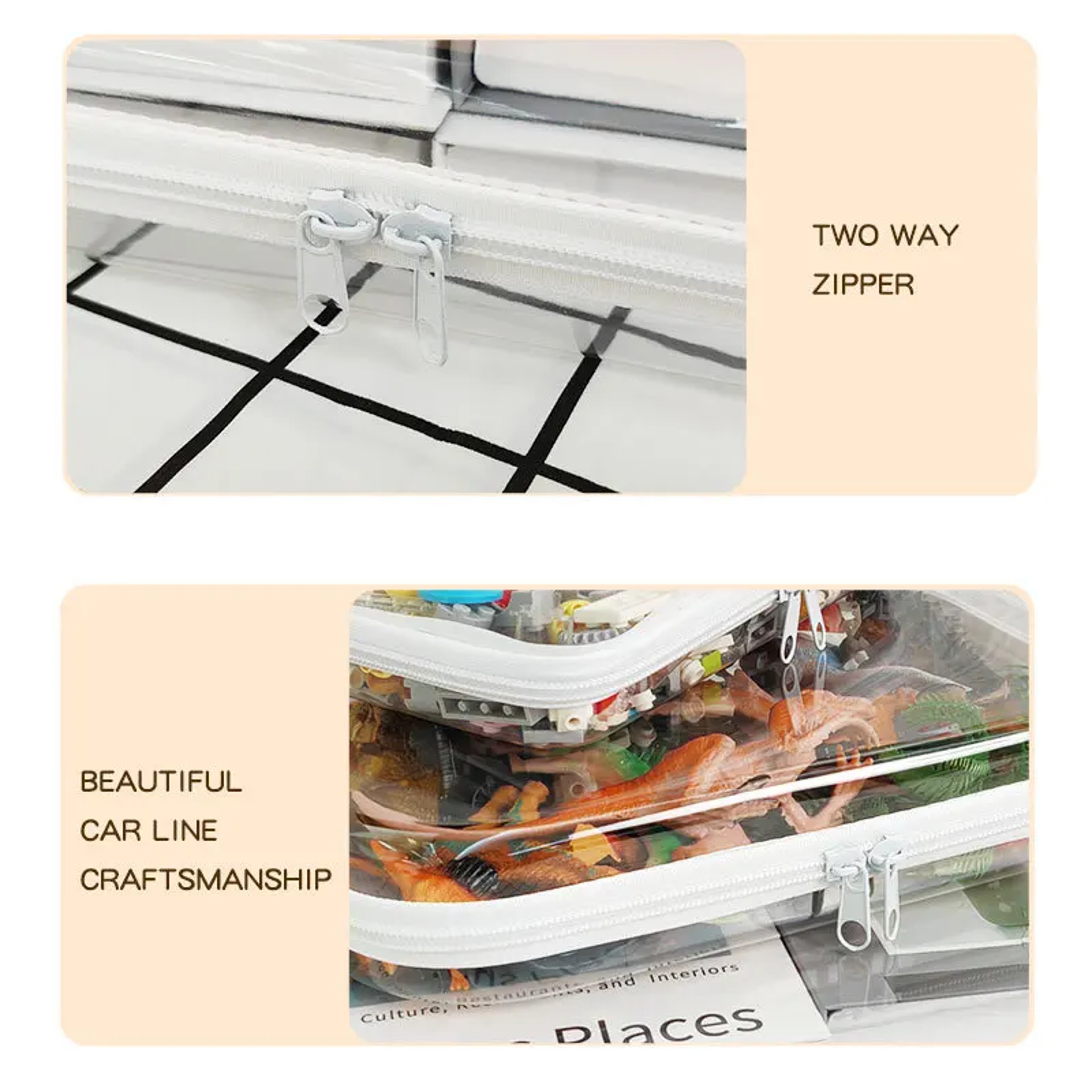 Clear Stackable Zippered Hard Pouch Organizer For Toys Cosmetics Pencils And Small Items 3