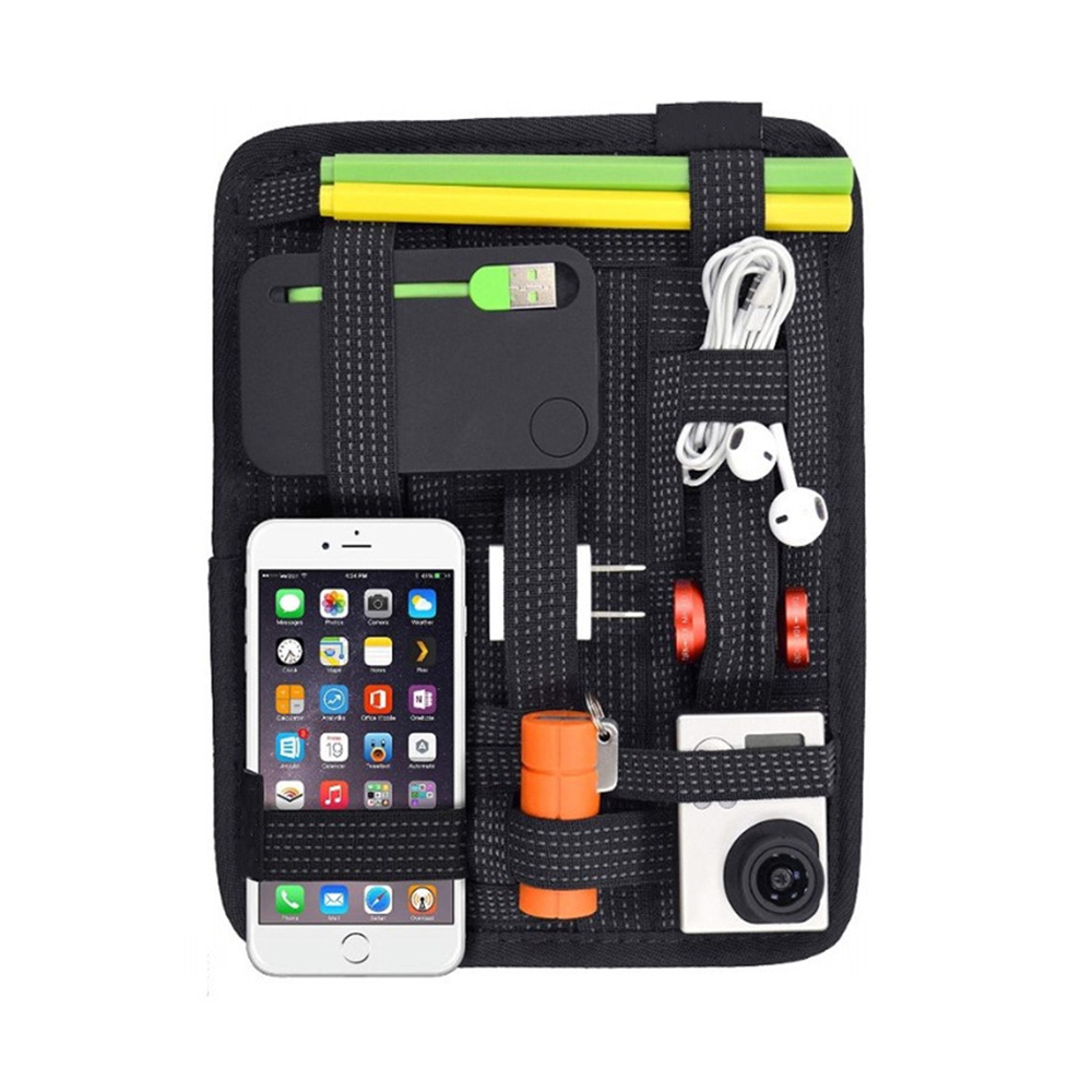 Portable Cable Organizer Board with Elastic Straps and Zipper Pocket for Travel – view 3