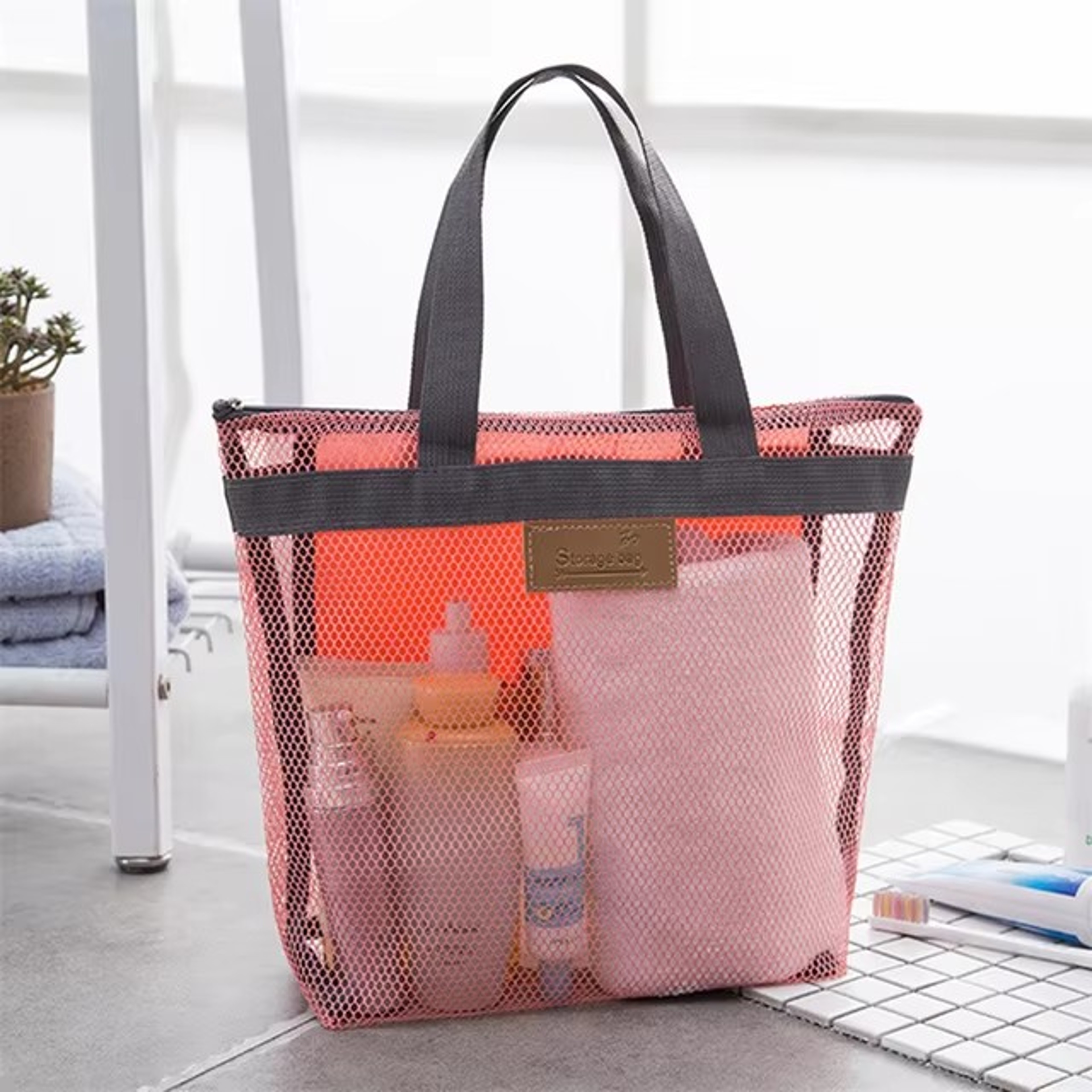 Women Mesh Travel Toiletry Bag Cosmetic Organizer Beach Shower Storage Bag 10