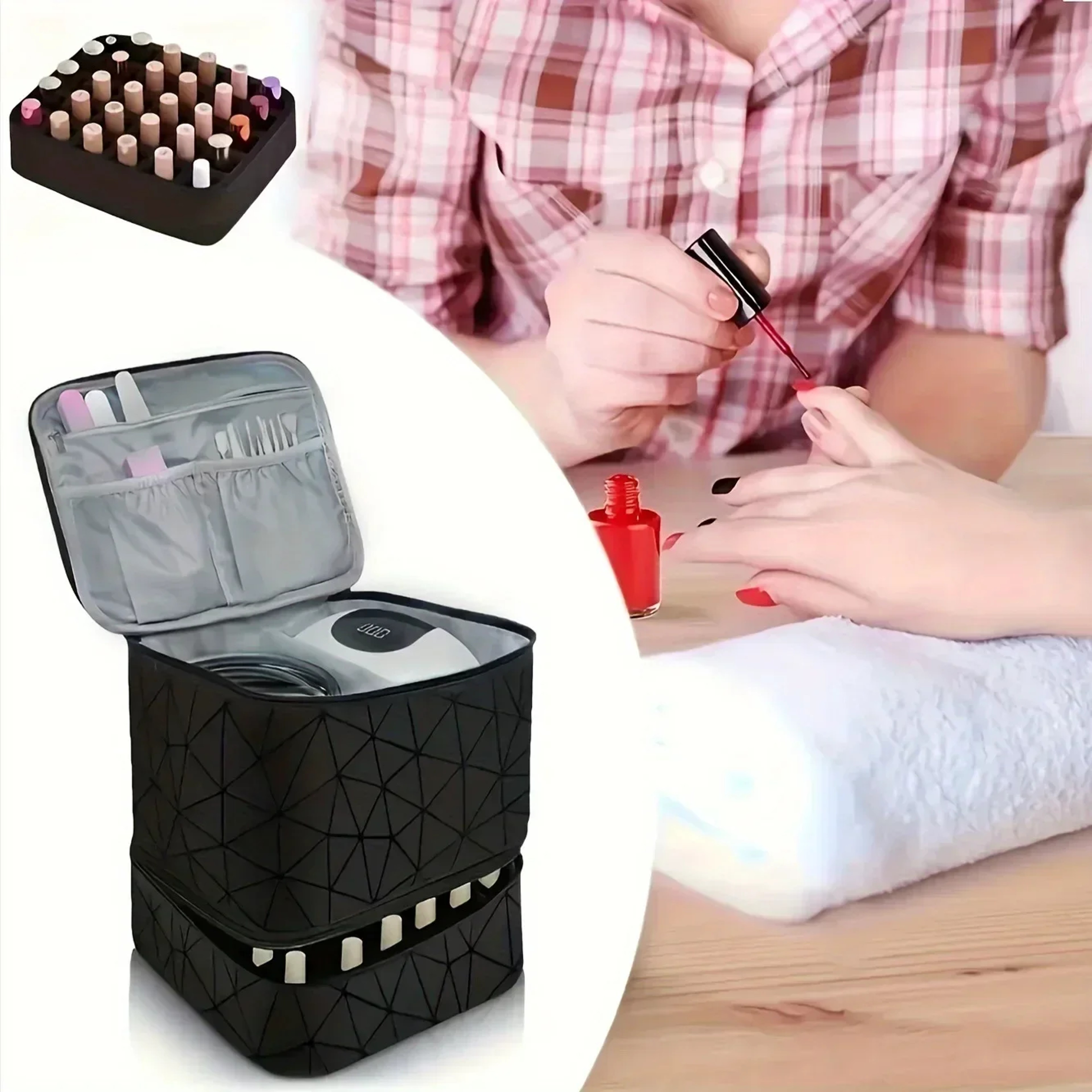 Double Layer Nail Polish Storage Bag Portable Manicure Organizer Travel Cosmetic Case 2