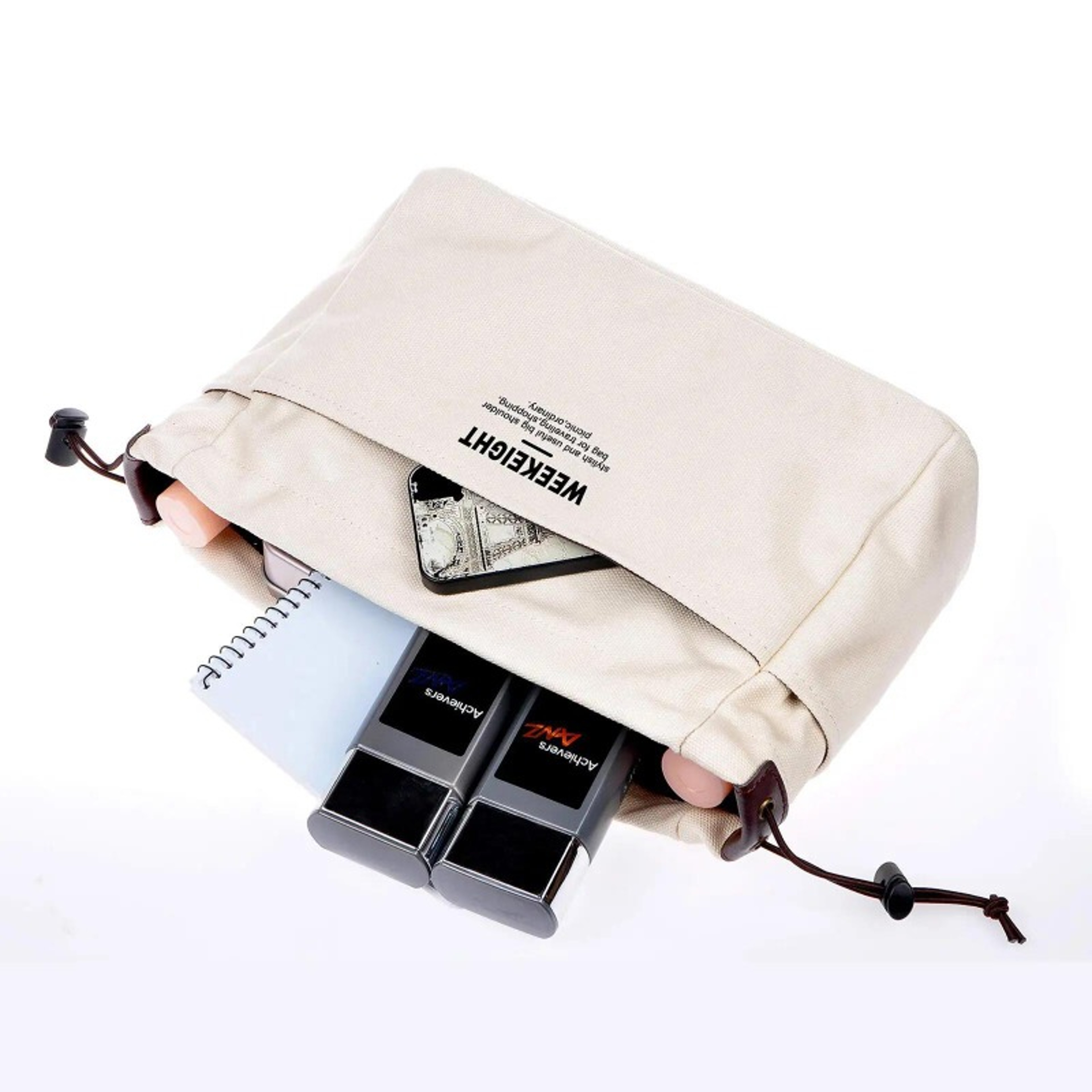 Canvas Purse Organizer Insert Handbag Organizer with Zipper Multiple Pockets – view 5