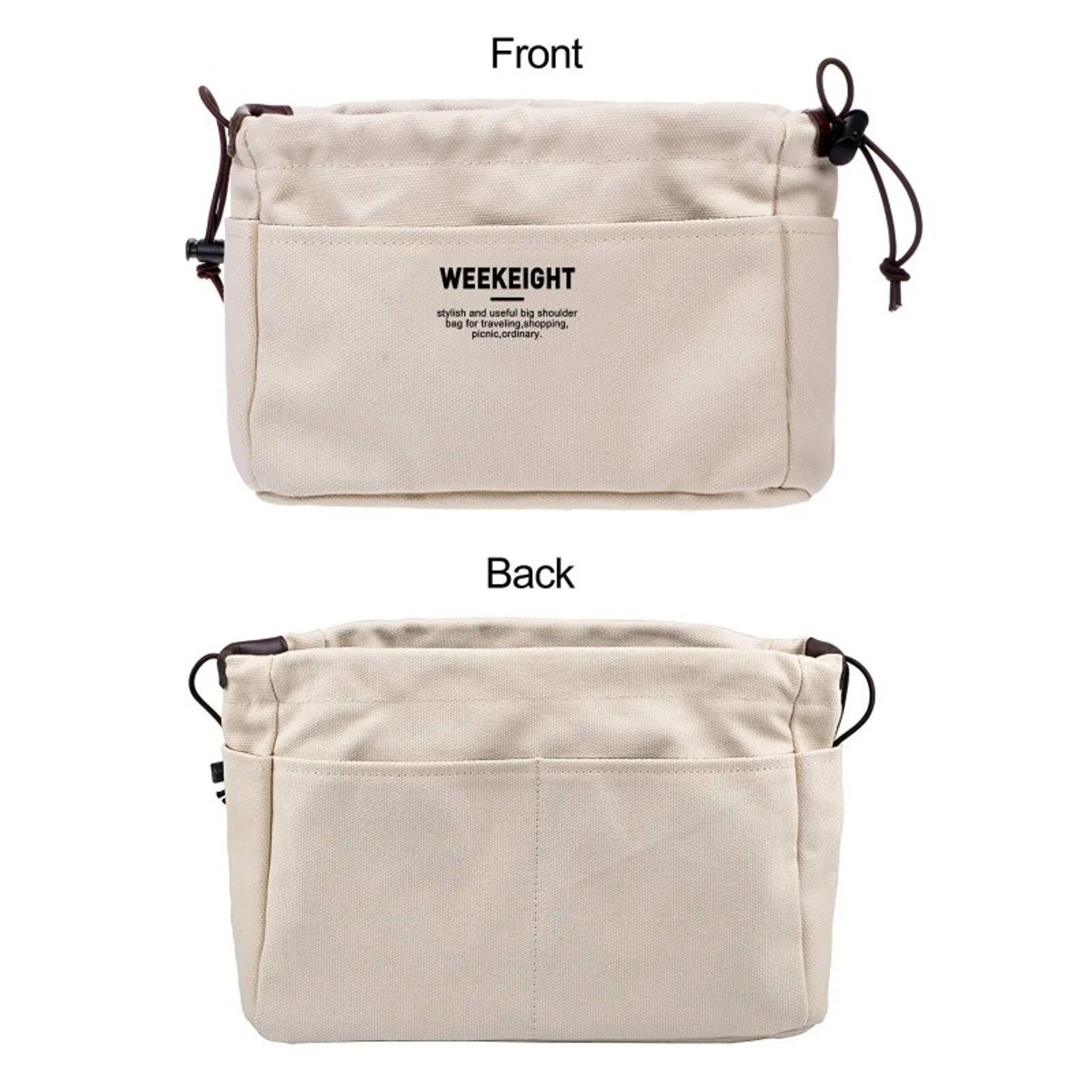 Canvas Purse Organizer Insert Handbag Organizer with Zipper Multiple Pockets – view 6