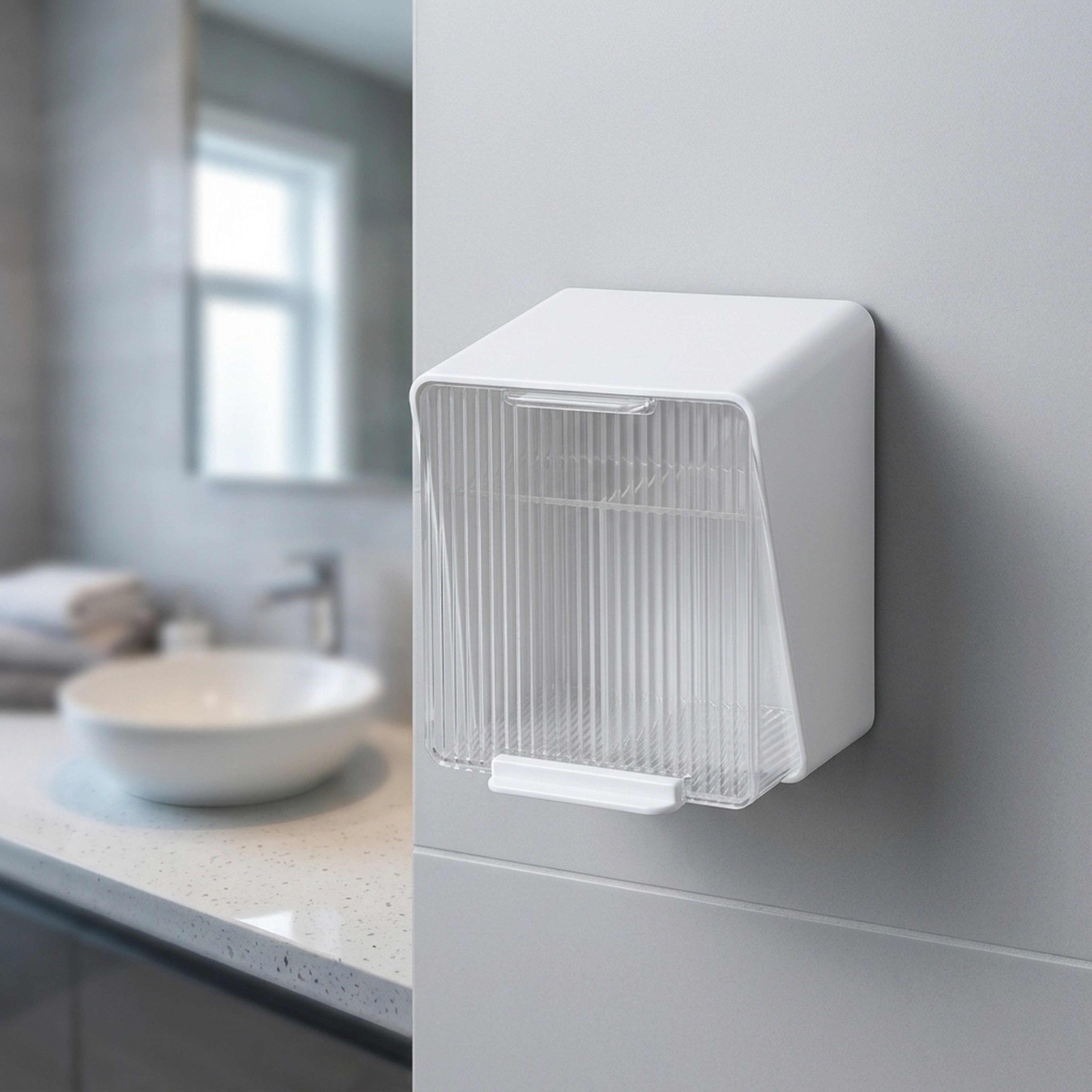 Wall Mounted Cotton Pad Holder No Drill Bathroom Makeup Storage Organizer 0
