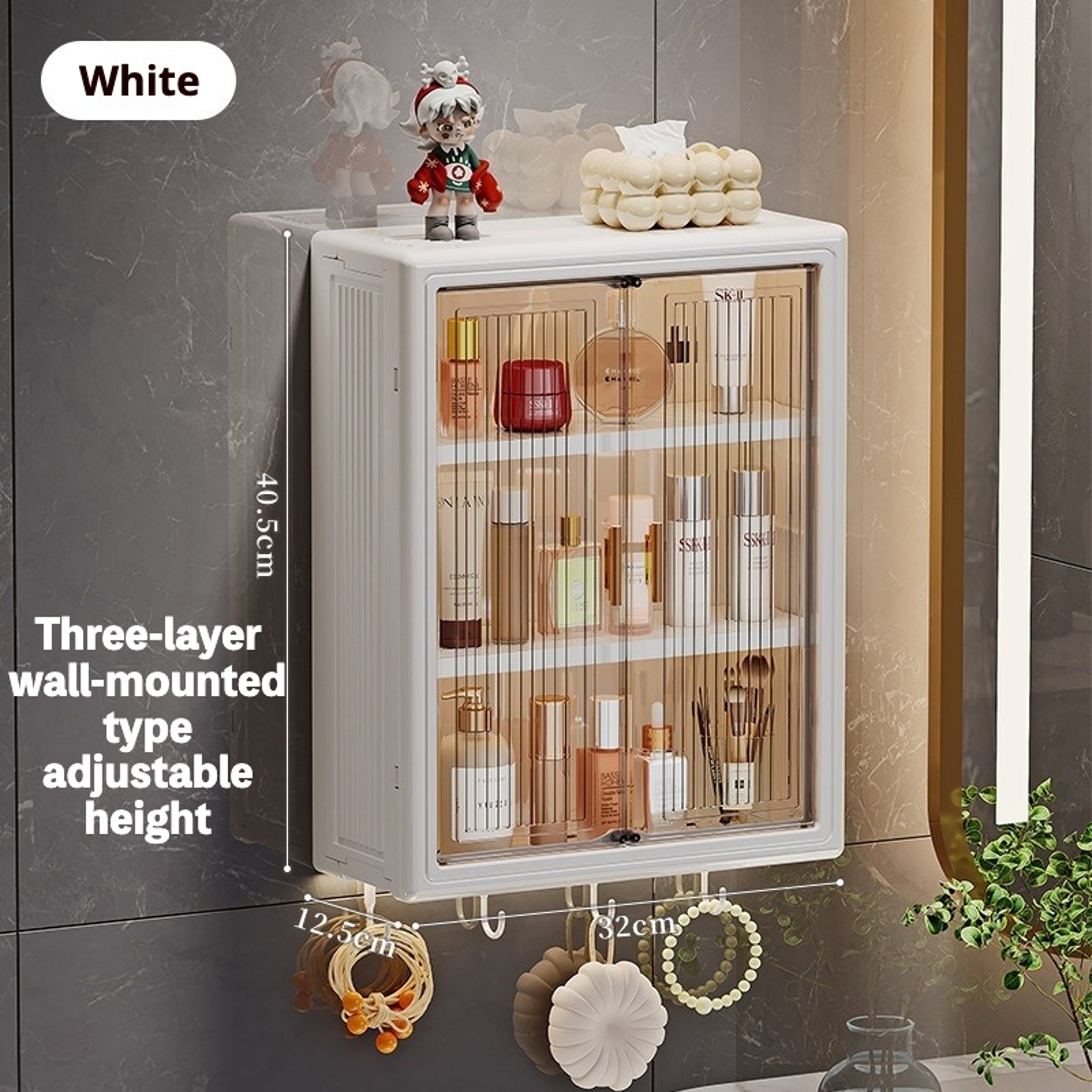 No Drill Bathroom Shelf Organizer Wall Mounted Adhesive Storage Rack 6