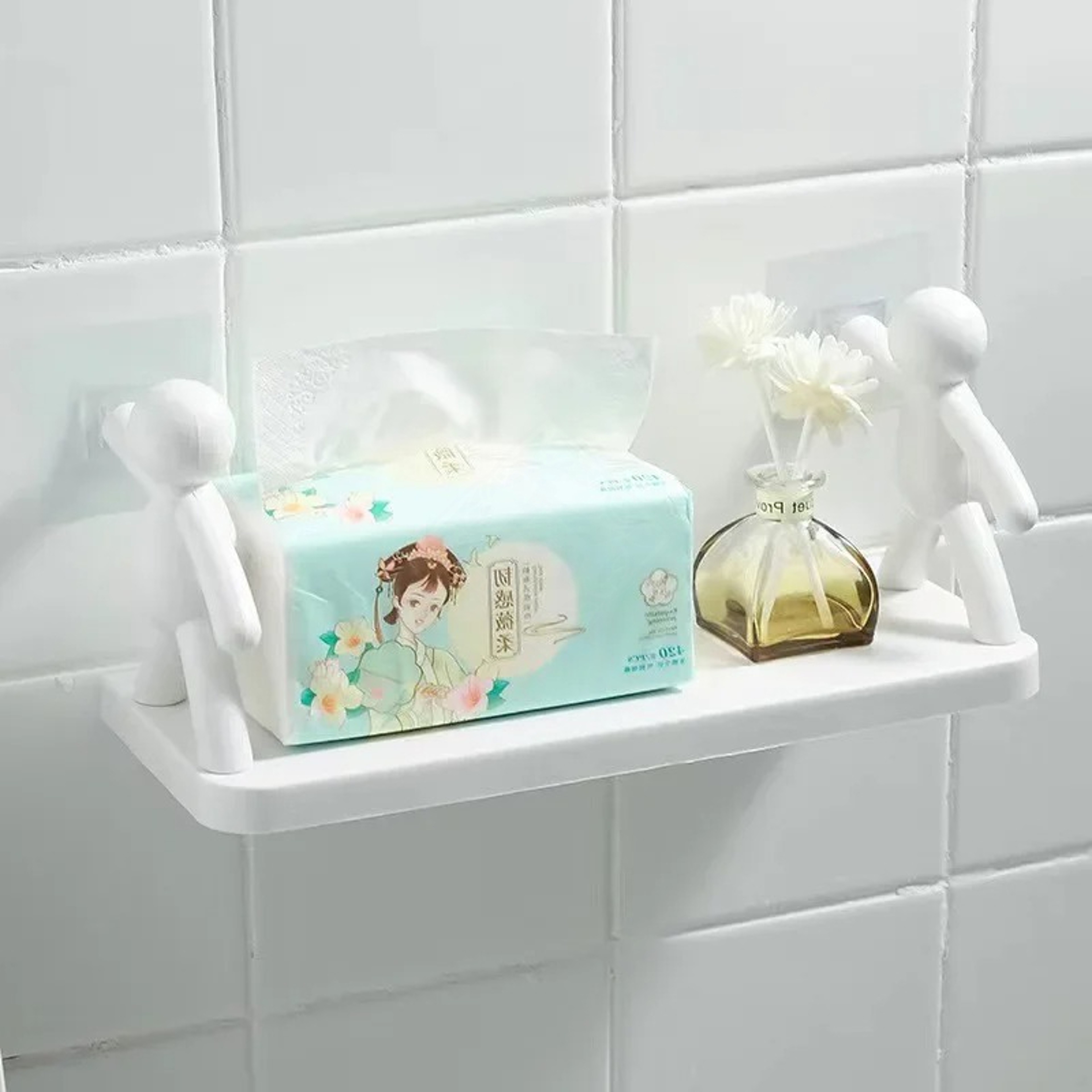 Self Adhesive Bathroom Shelf Shower Storage Rack Wall Mounted Organizer – view 4