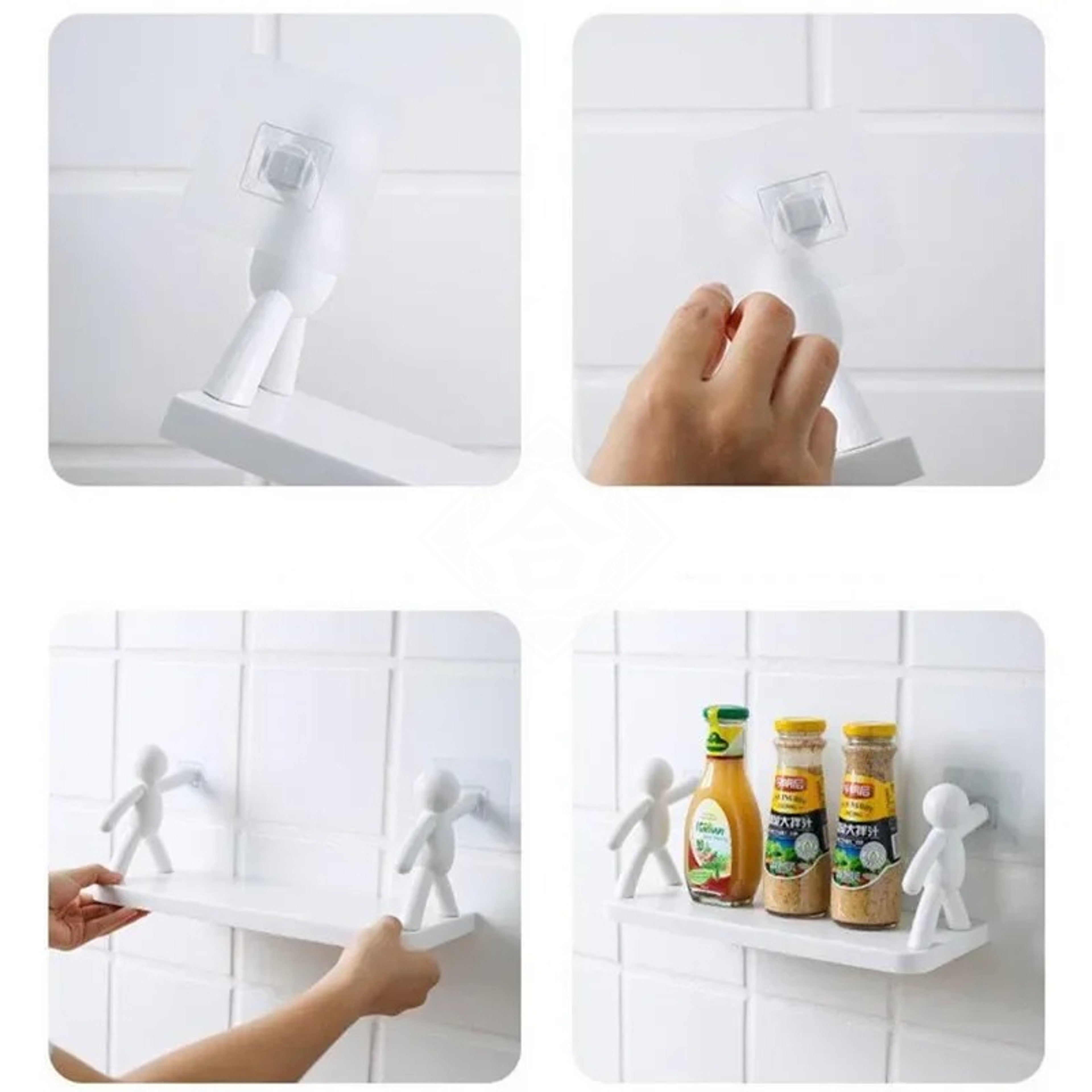 Self Adhesive Bathroom Shelf Shower Storage Rack Wall Mounted Organizer – view 5