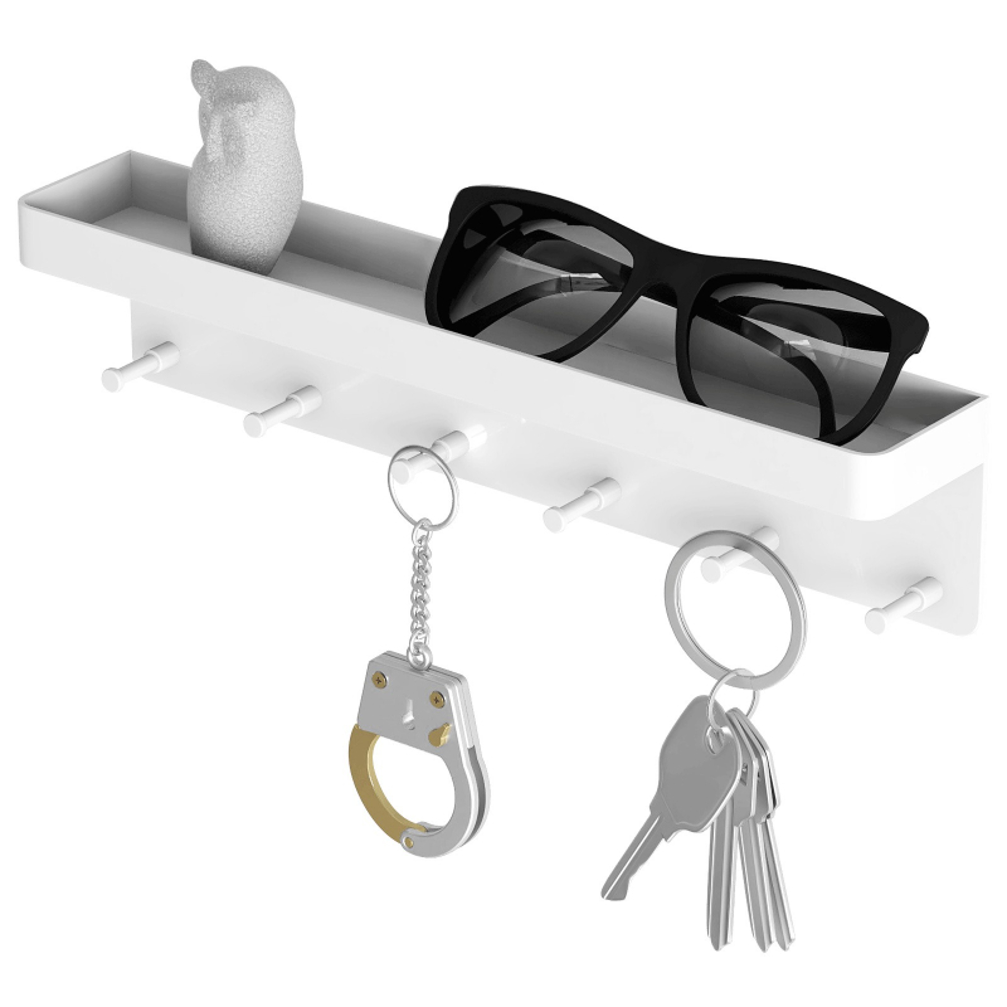 Wall Key Holder with Hooks and Tray Self Adhesive Key Organizer for Home Entryway Kitchen Bathroom – view 8