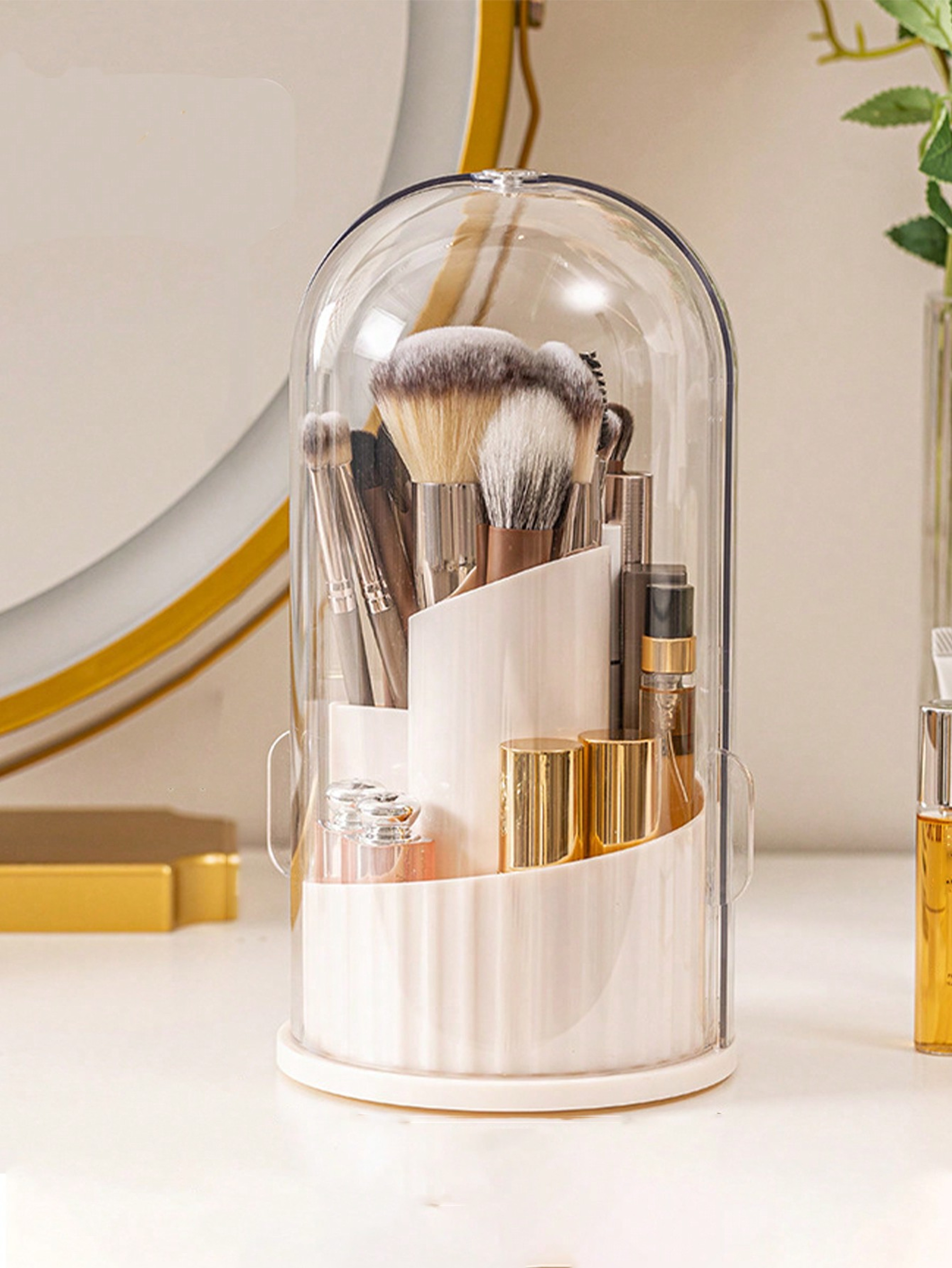 Large Capacity Rotating Makeup Organizer Dustproof Makeup Brush Holder Desktop Pen Holder – view 2