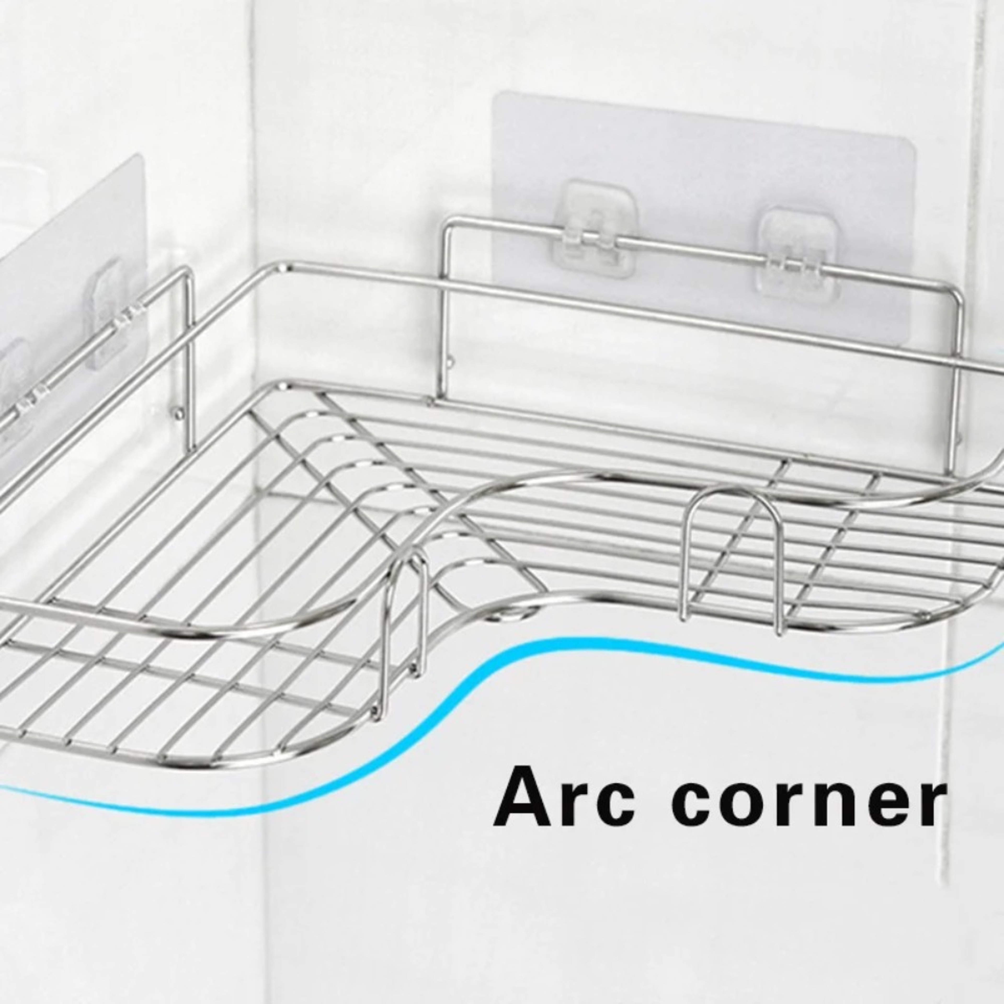 Stainless Steel Corner Shower Shelf No Drill Bathroom Organizer For Shampoo And Toiletries 2
