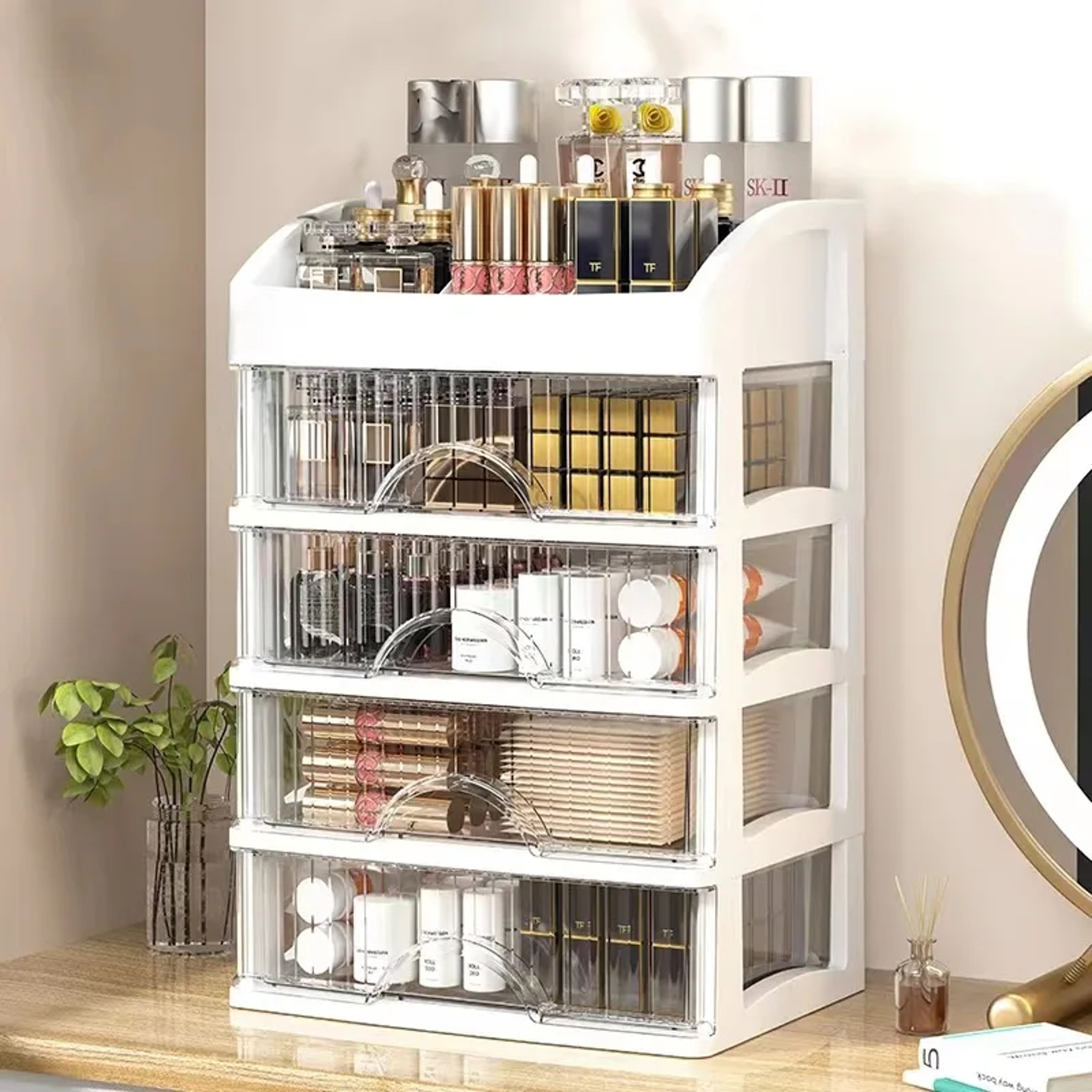 5 Layer Makeup Organizer With Drawers Large Capacity Cosmetic And Jewelry Storage Box 1
