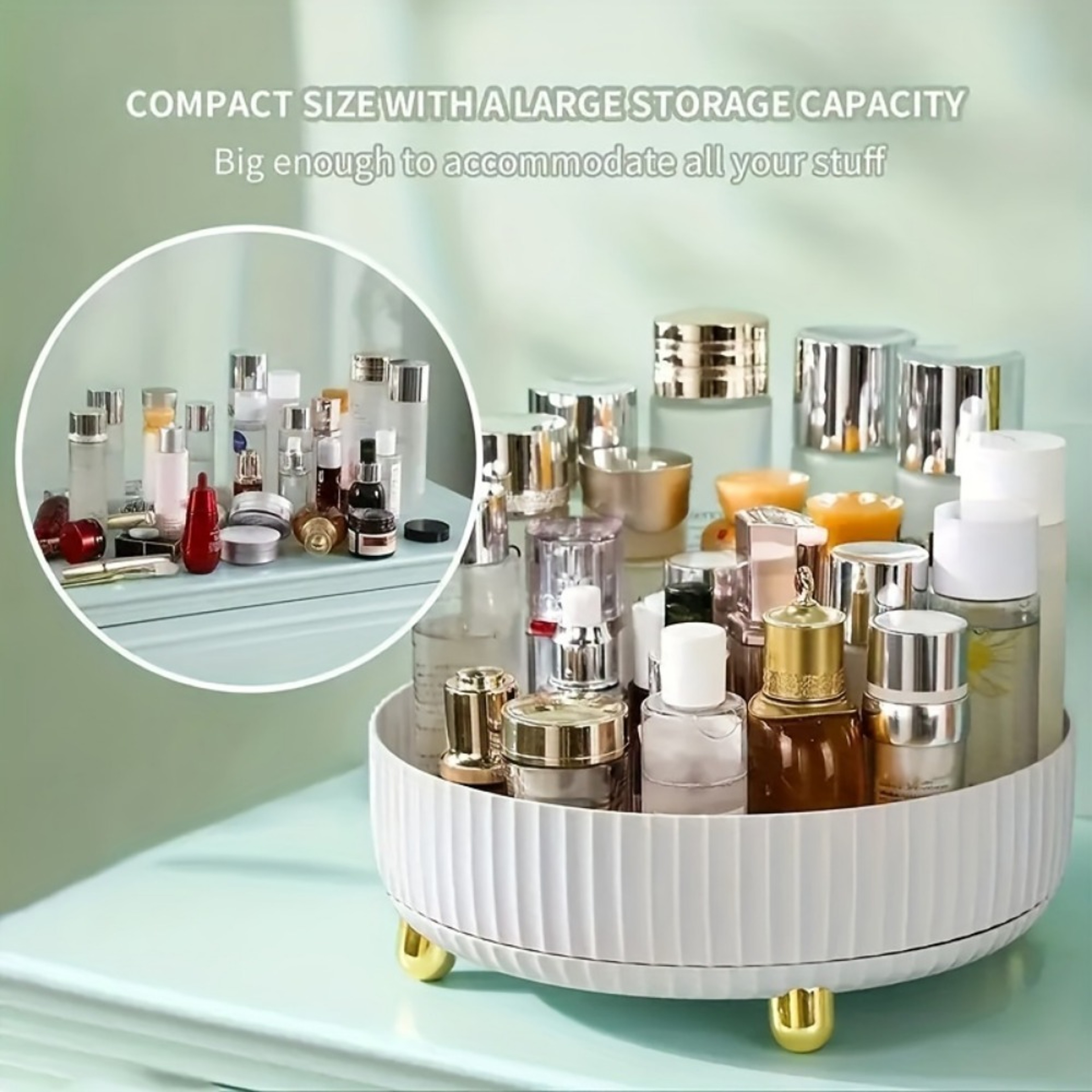 360 Rotating Makeup Organizer Large Capacity Perfume Organizer And Vanity Storage Tray 4