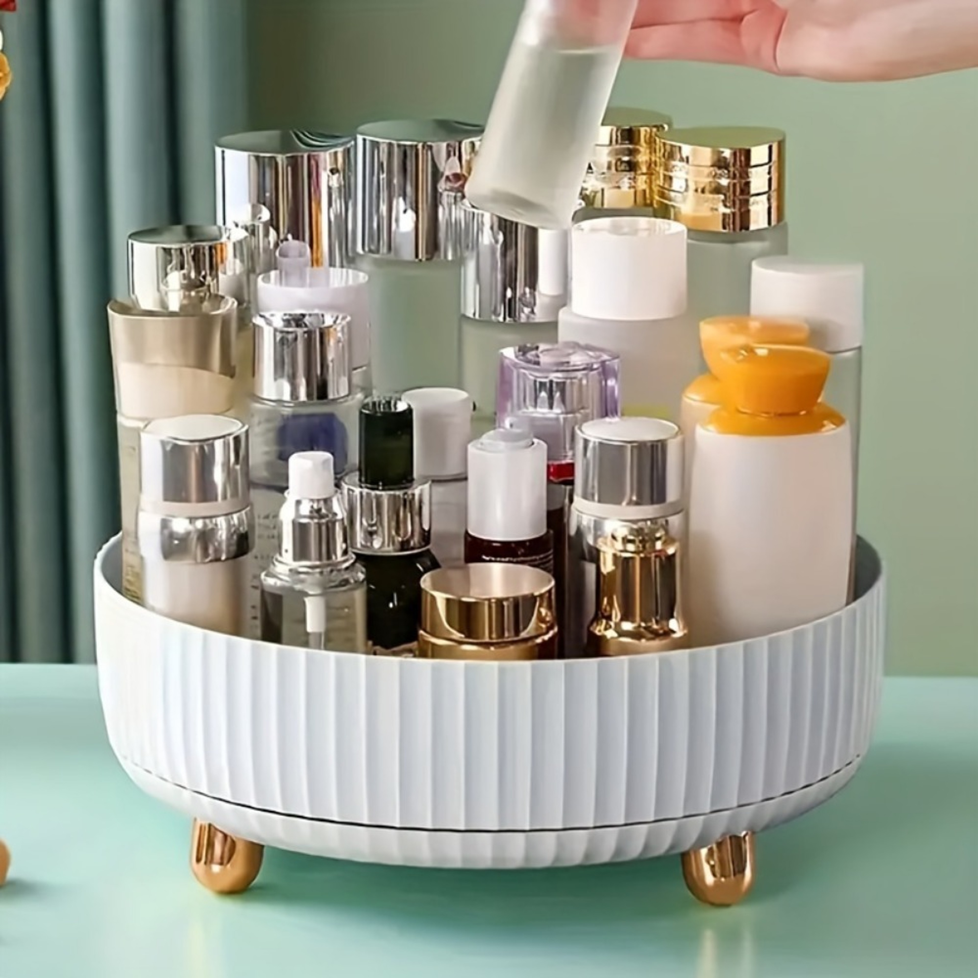 360 Rotating Makeup Organizer Large Capacity Perfume Organizer And Vanity Storage Tray 5