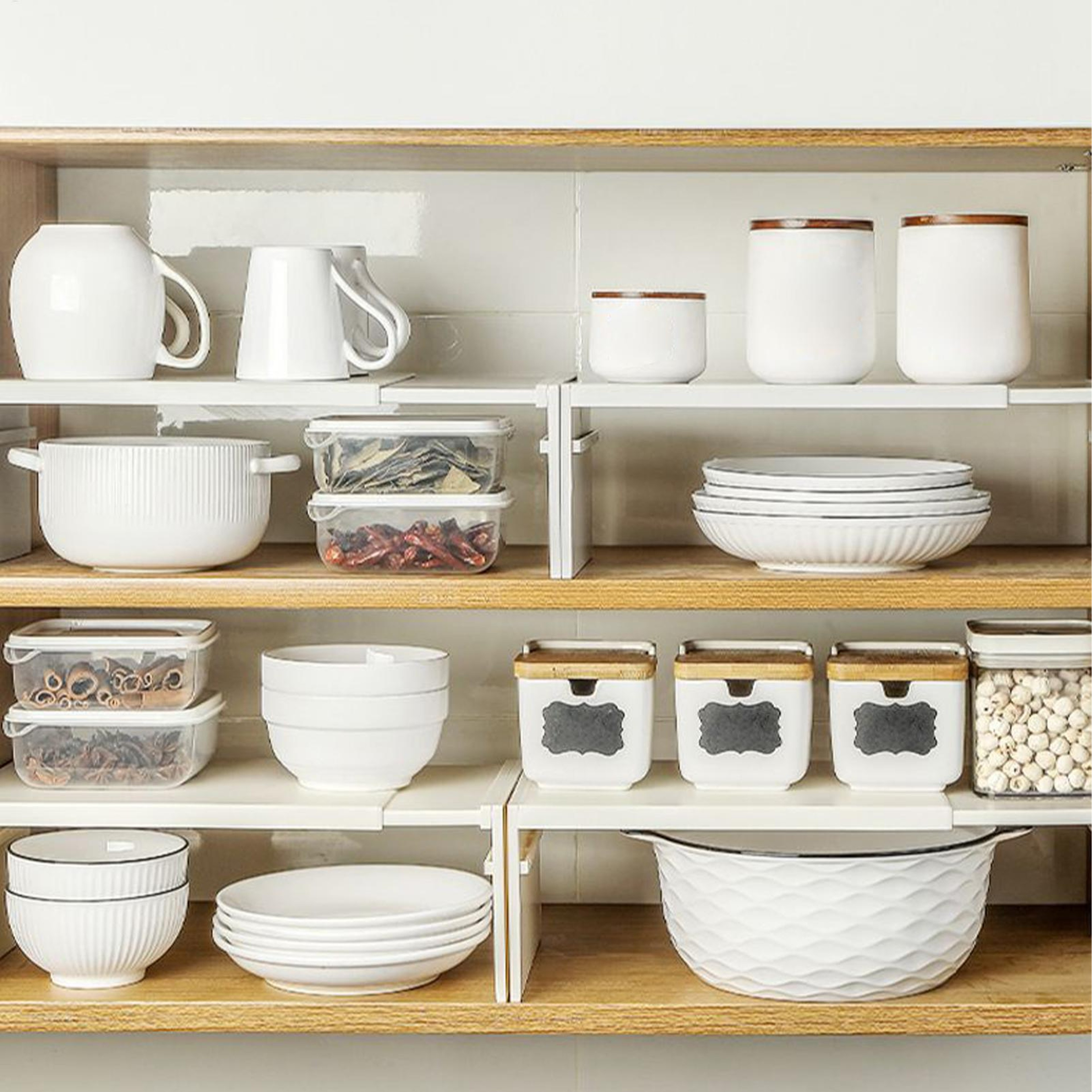 Expandable Cabinet Shelf Organizer Adjustable Stackable Kitchen Storage Rack – view 3
