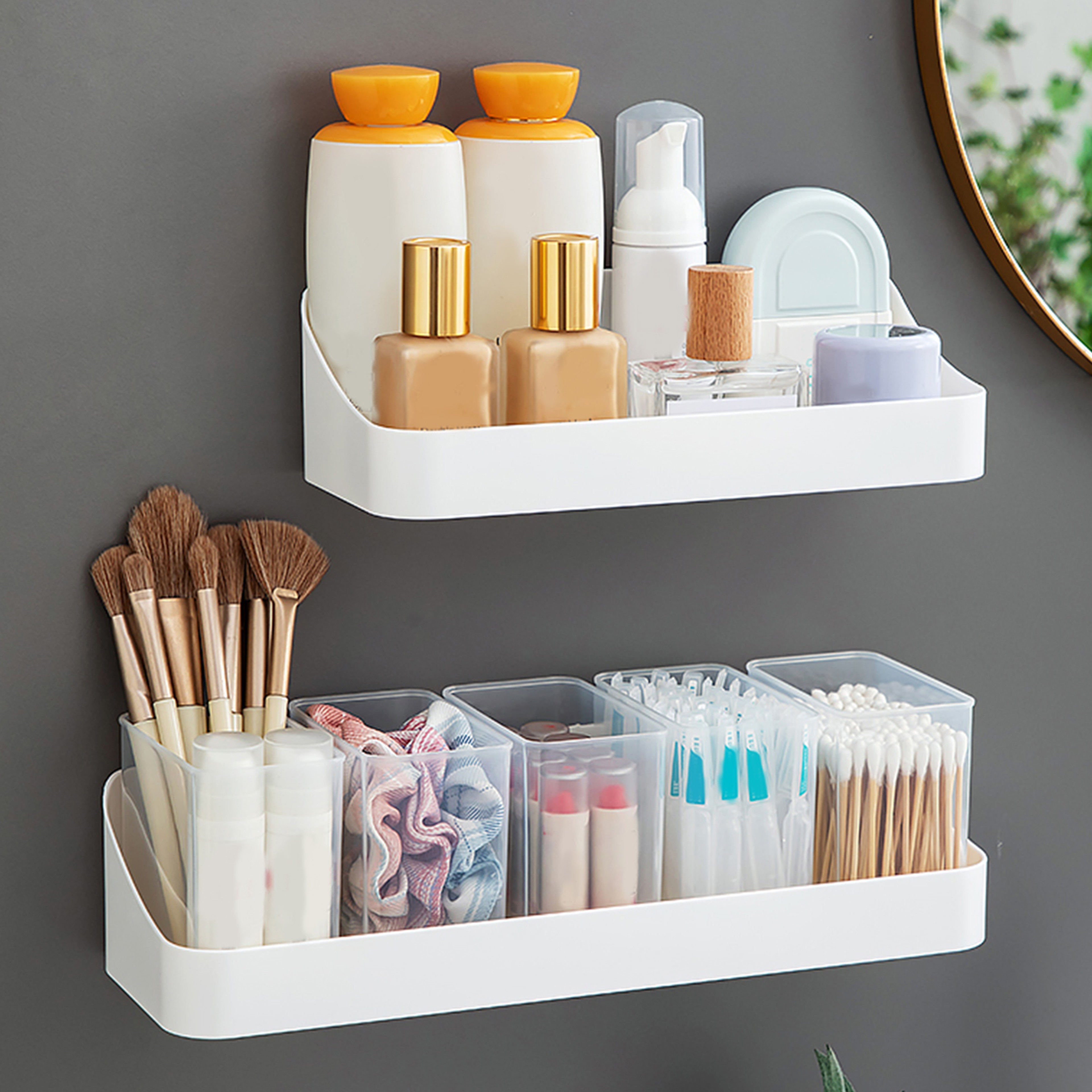 Space Saving Wall Mounted Bathroom Organizer No Drill Cosmetic Storage Rack – view 1