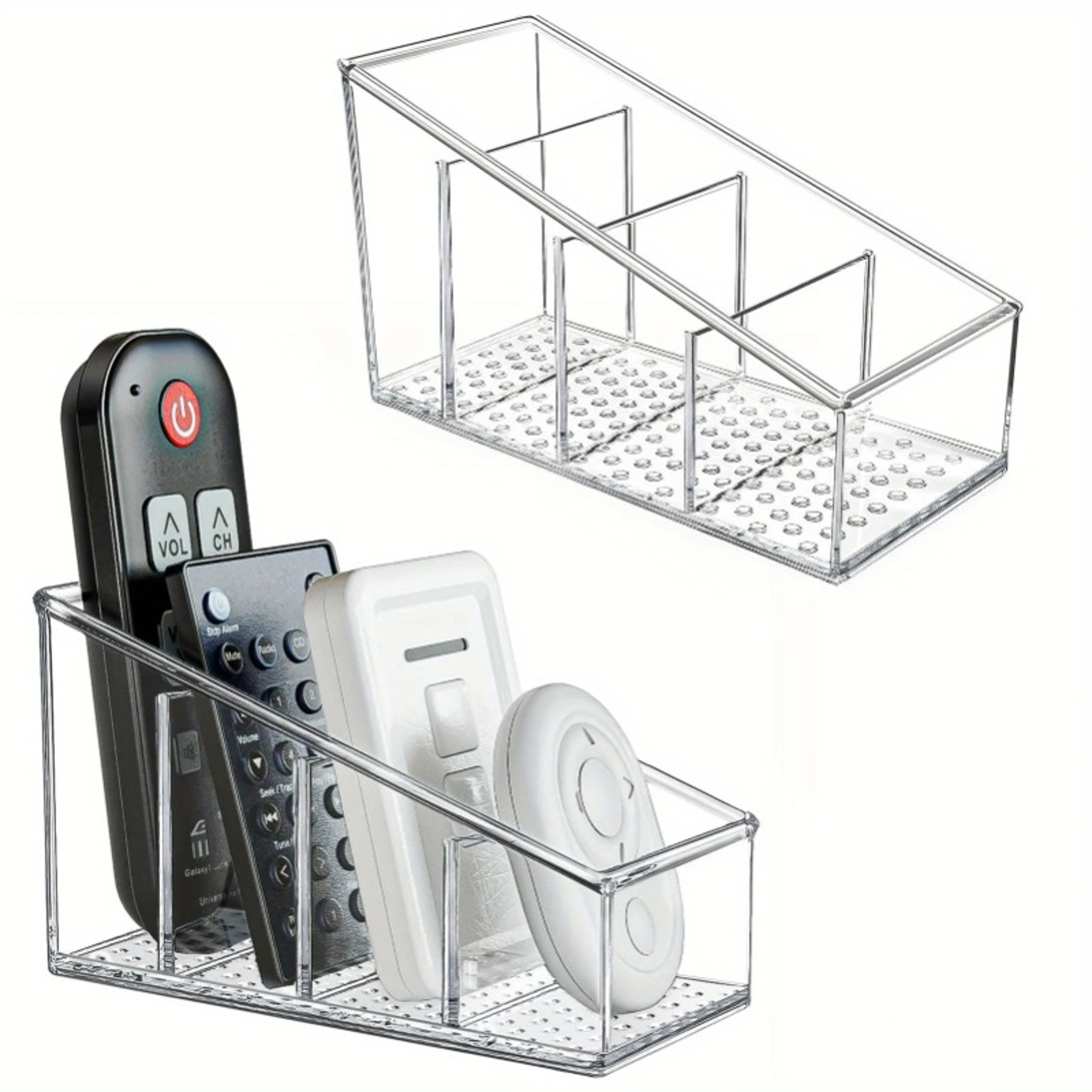 4 Compartment Remote Control Holder and Clear Desk Organizer for Home and Office – view 1