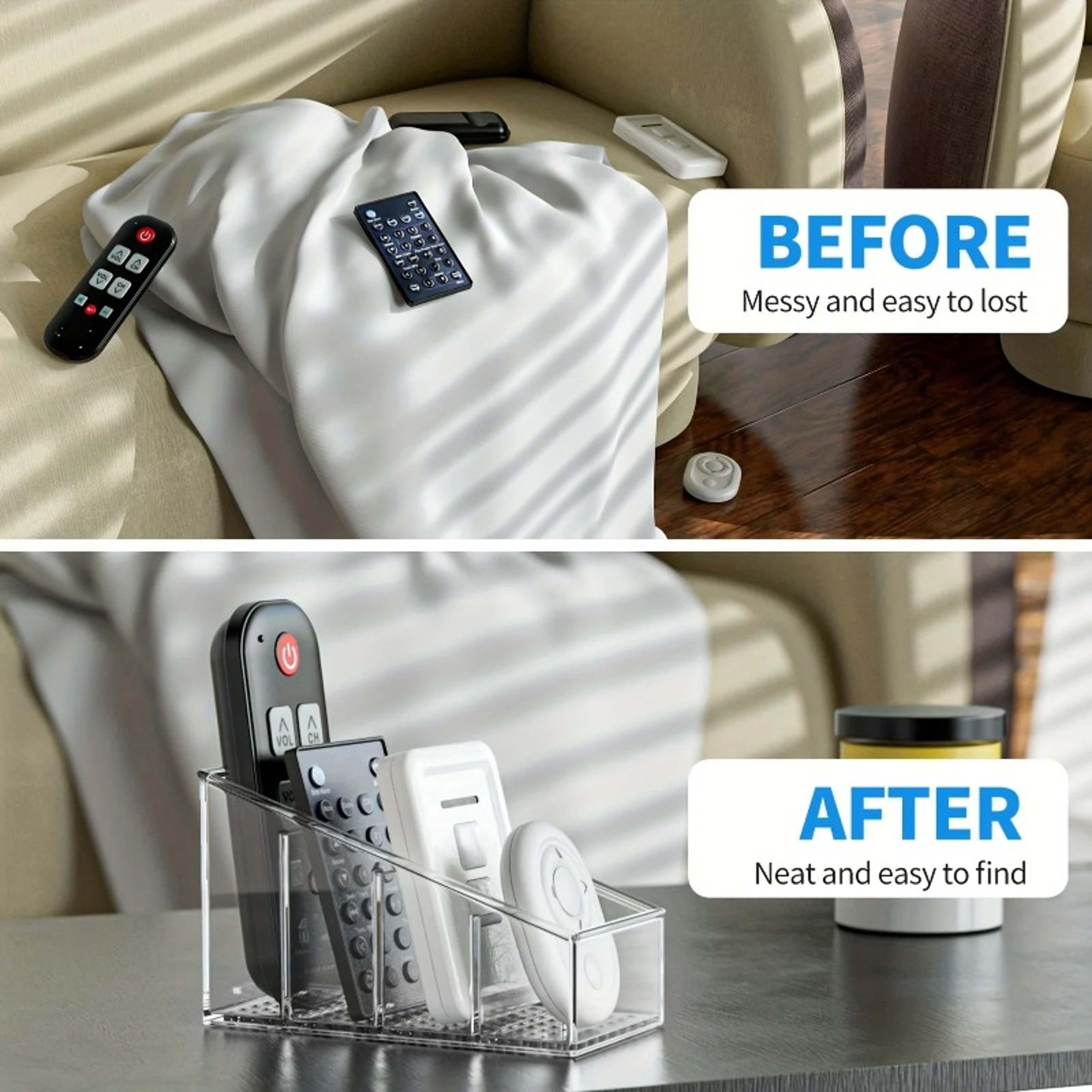 4 Compartment Remote Control Holder and Clear Desk Organizer for Home and Office – view 6