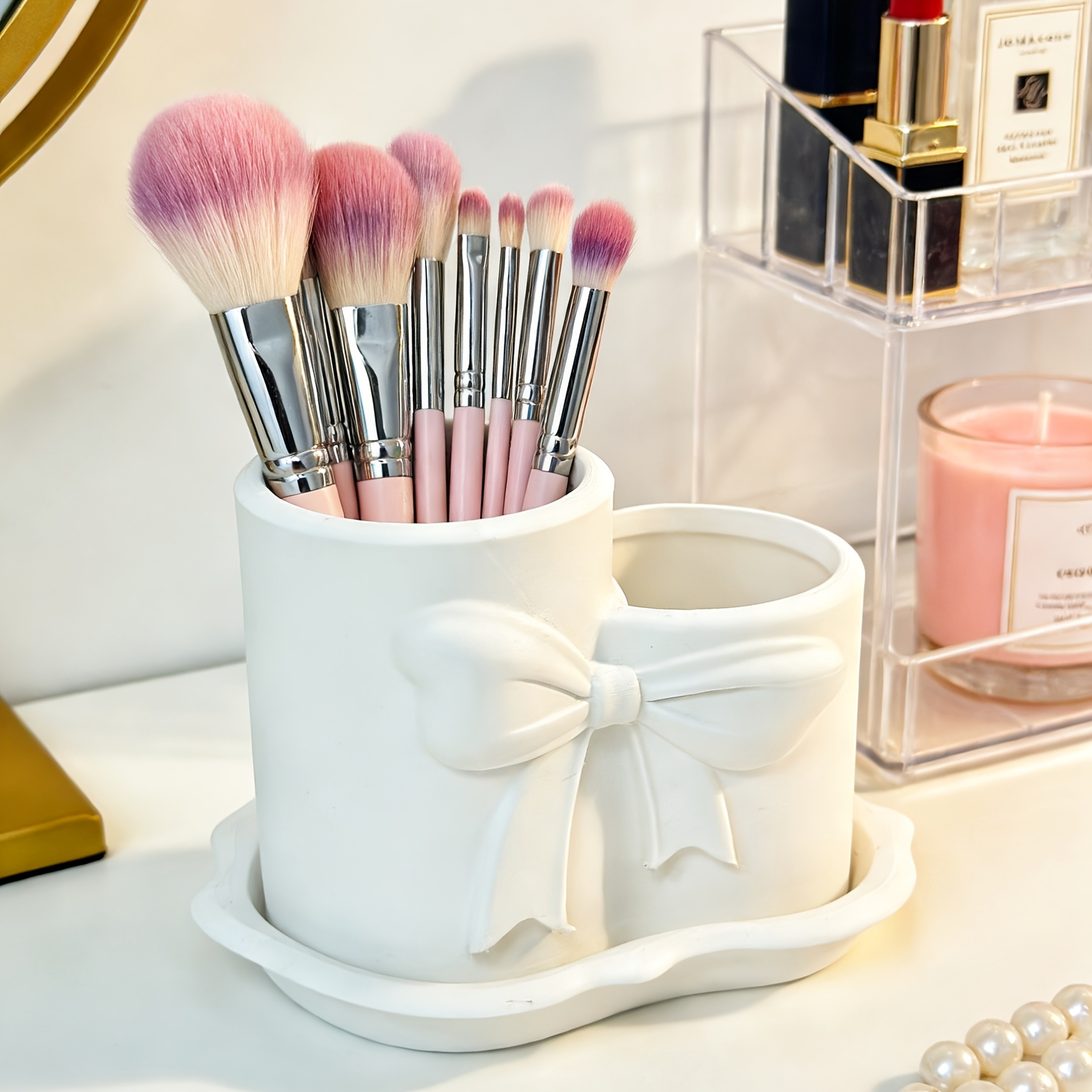 Bow Makeup Brush Holder And Coquette Vanity Organizer 0