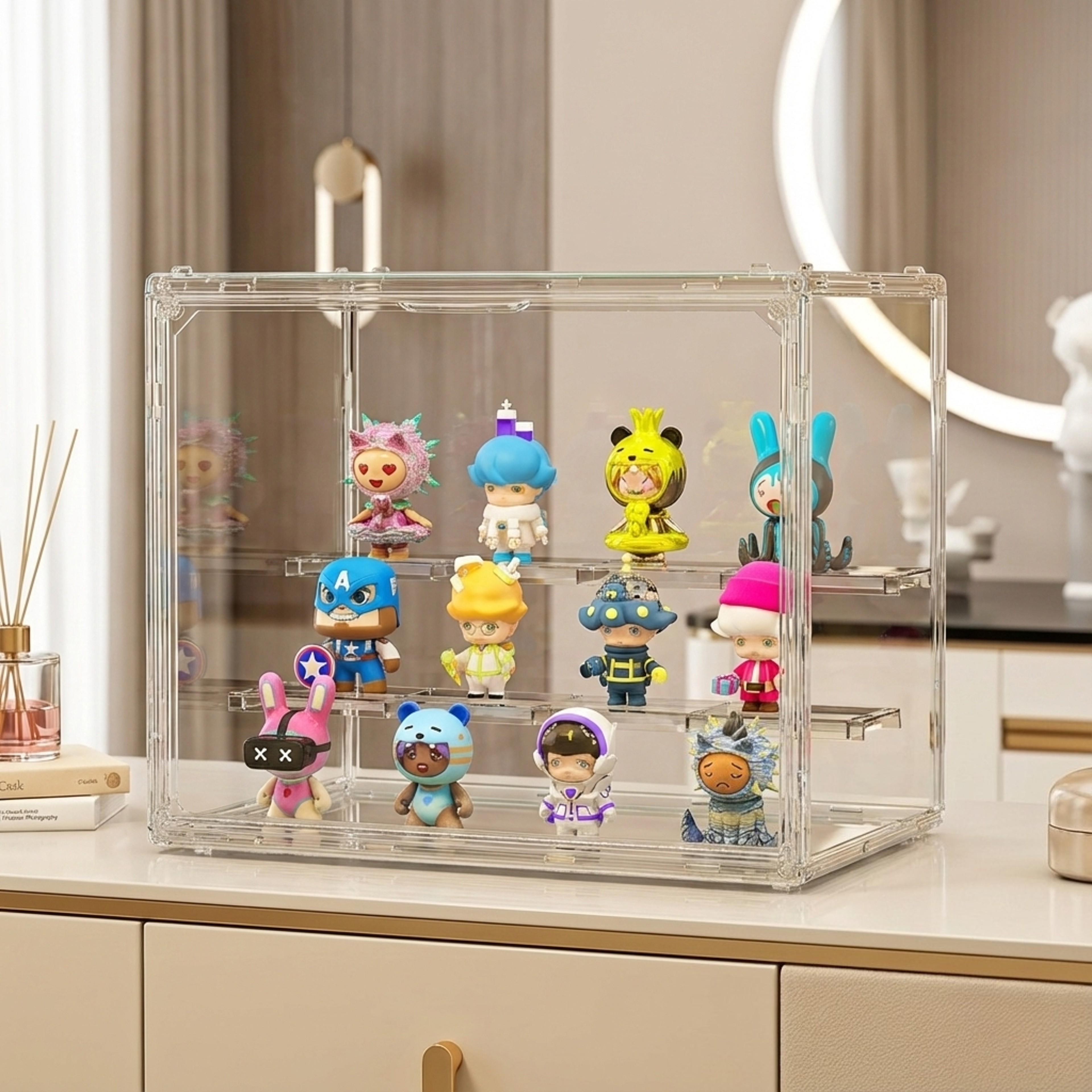 Large Capacity Acrylic Figure Display Case Clear Blind Box Organizer For Collectibles 1