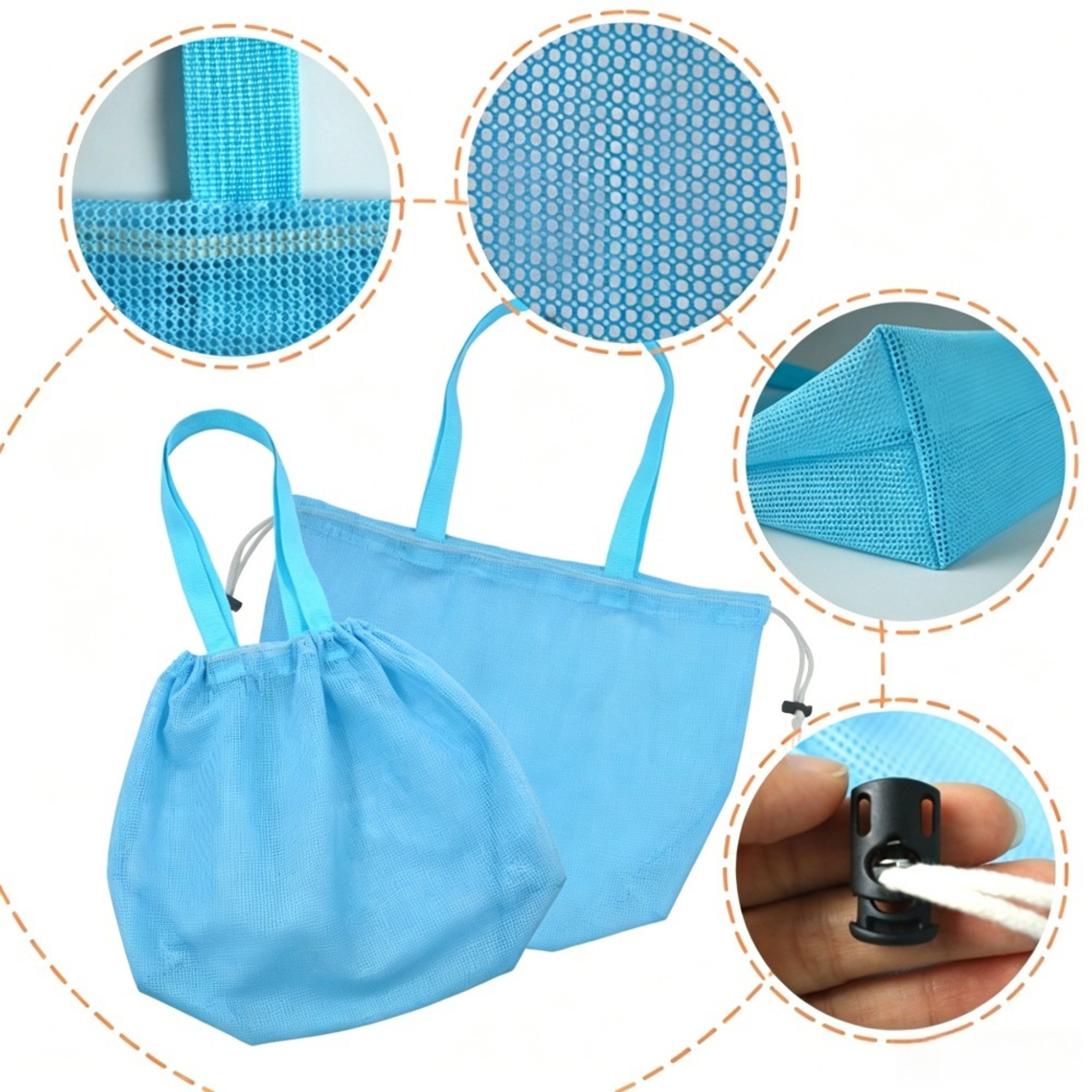 Large Mesh Beach Bag With Drawstring For Toys Travel And Quick Dry Storage 3