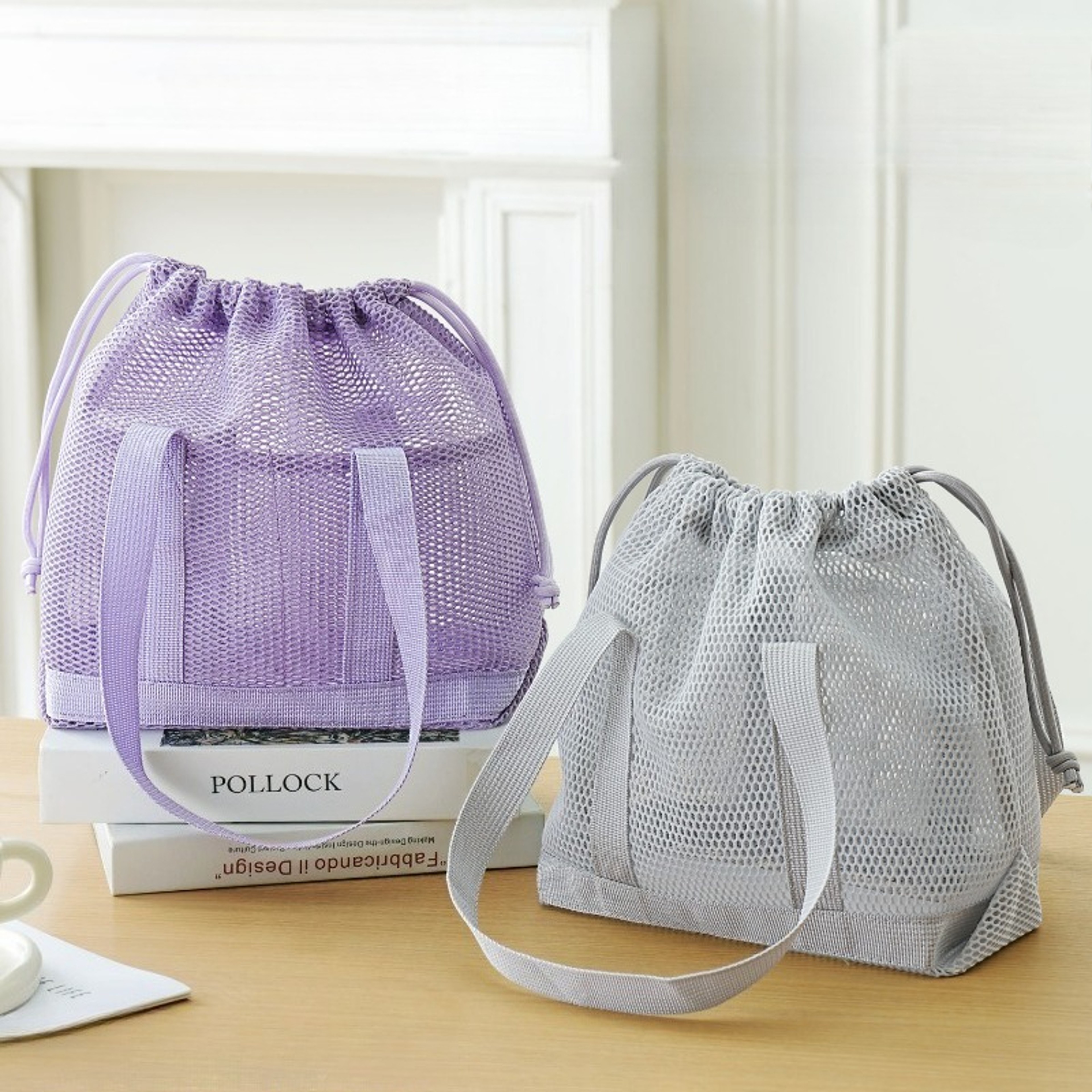 Sand Free Mesh Beach Bag Foldable Drawstring Travel Tote 2