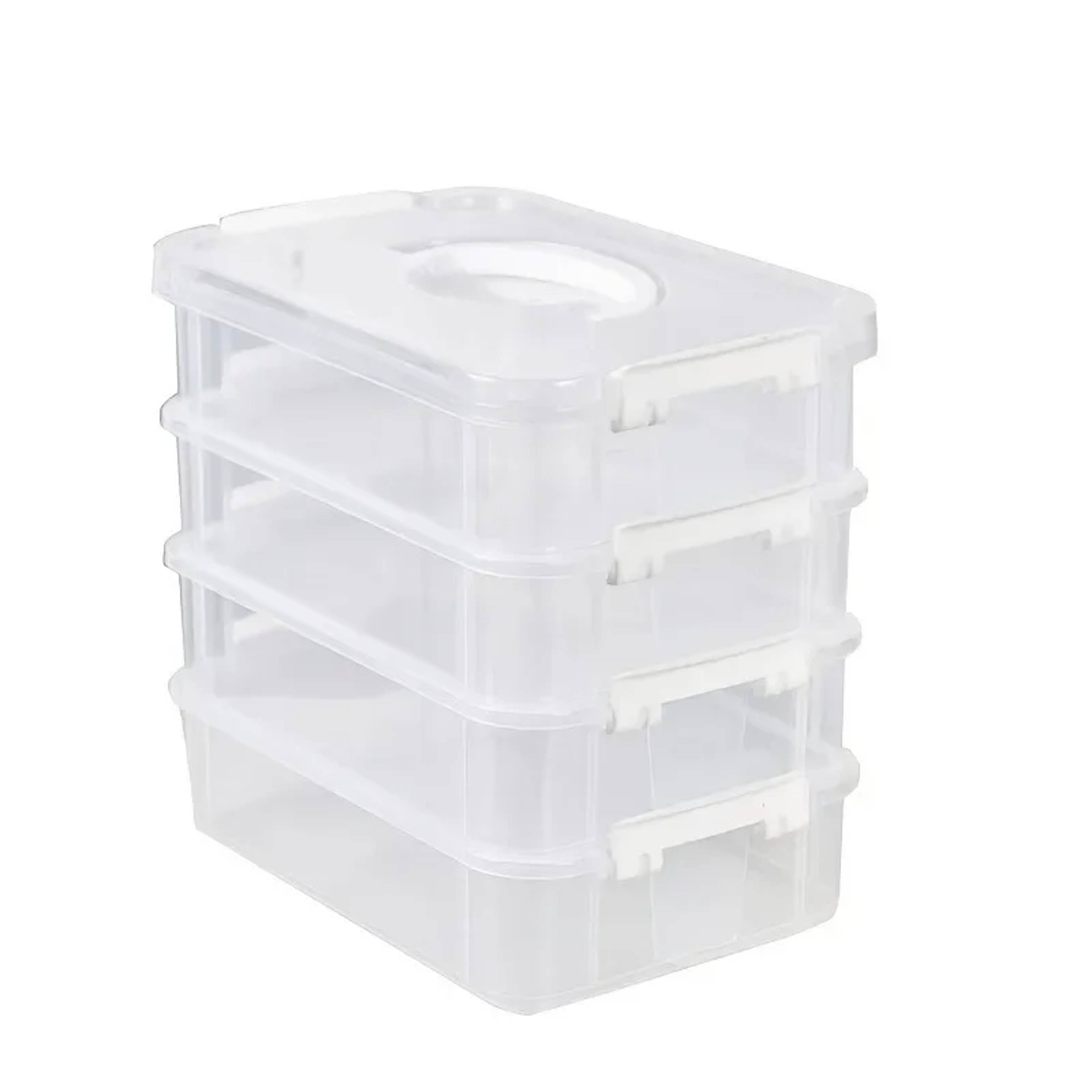 Extra Large 4 Tier Stackable Storage Box Clear Toy And Craft Organizer With Lid 0