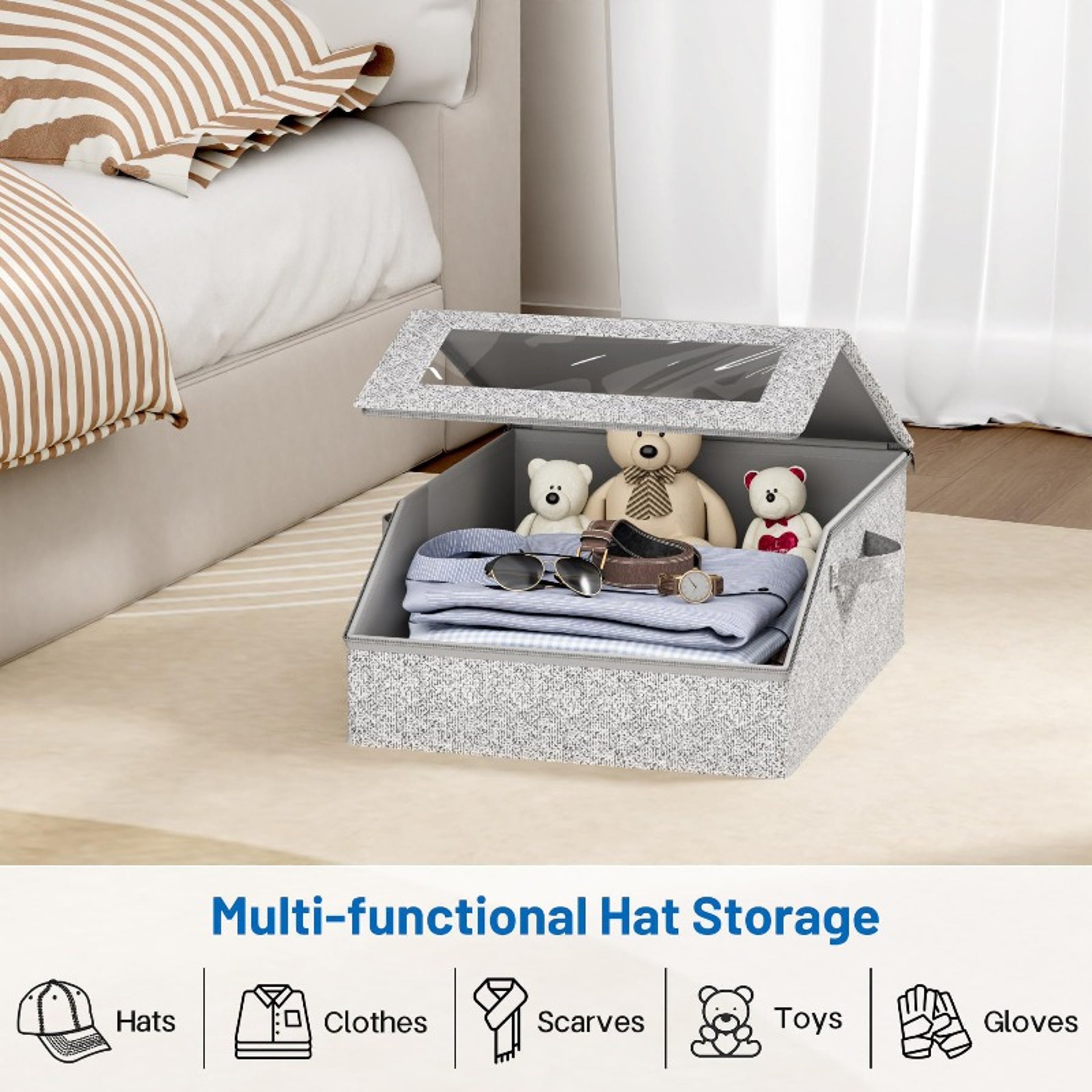 24 Cap Baseball Cap Organizer Foldable Dustproof Hat Storage Box For Closet 4