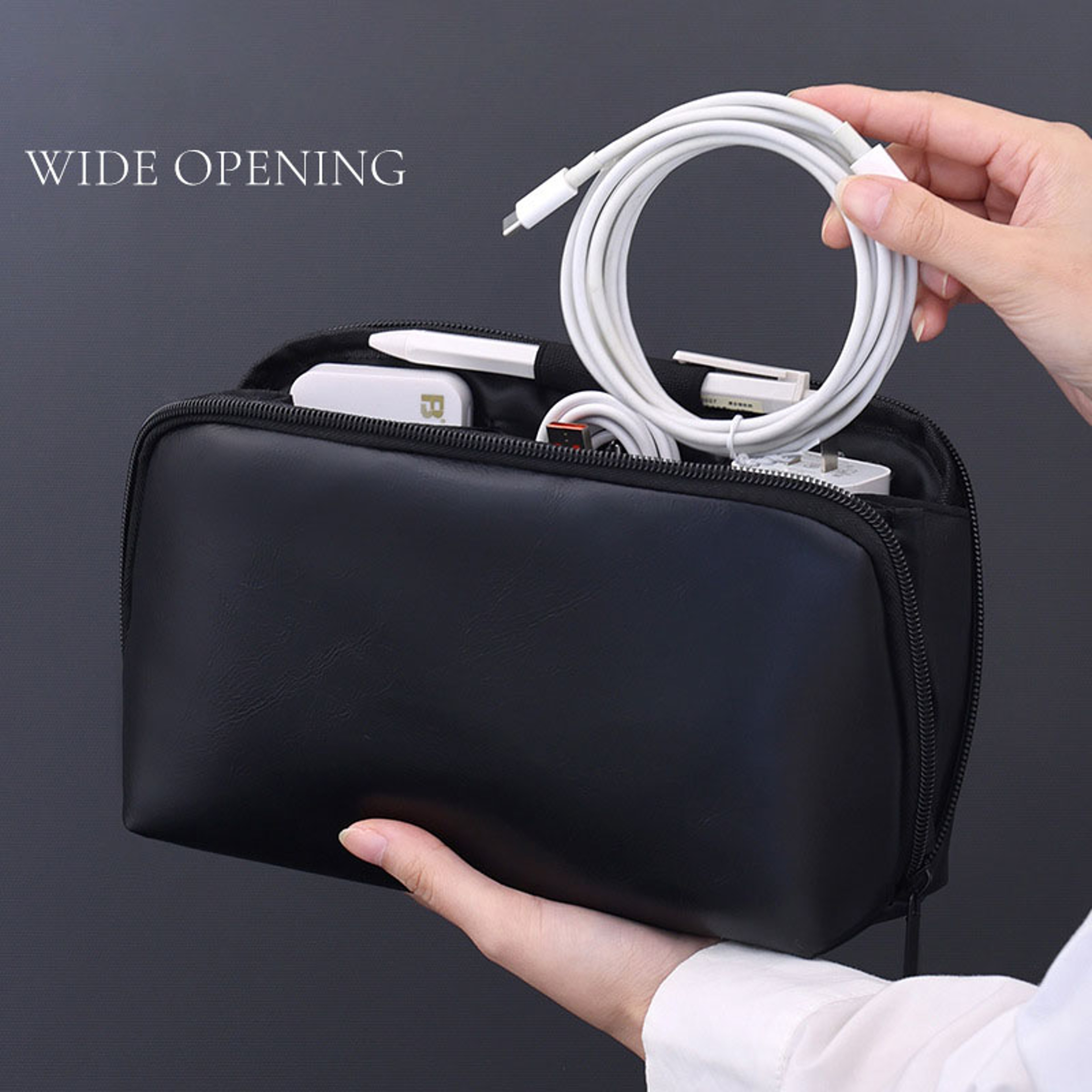 Portable Electronics Organizer Bag Waterproof Travel Cable Organizer For Chargers Power Bank And Ac 3