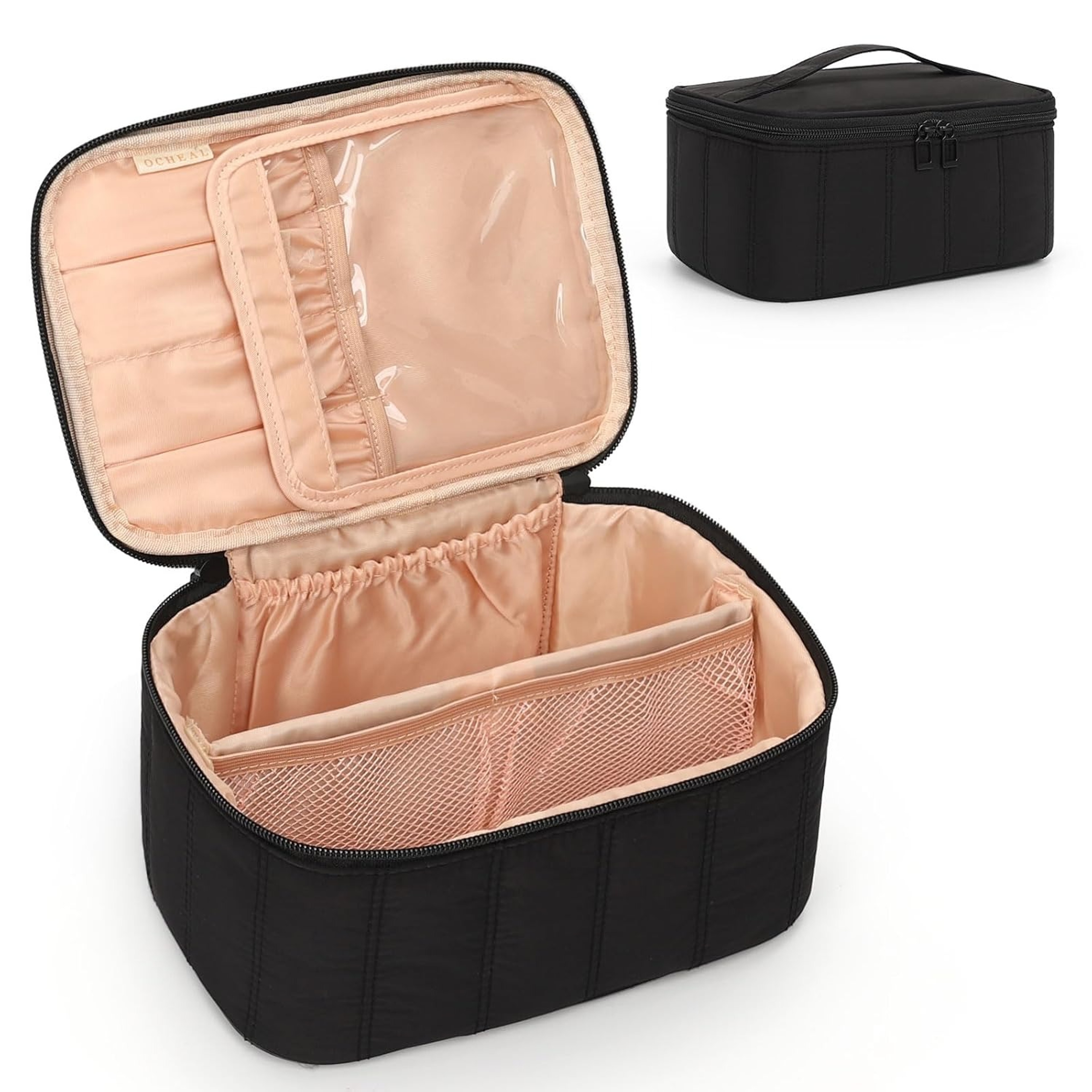 Large Capacity Travel Makeup Bag Portable Cosmetic Organizer for Women Black – view 9