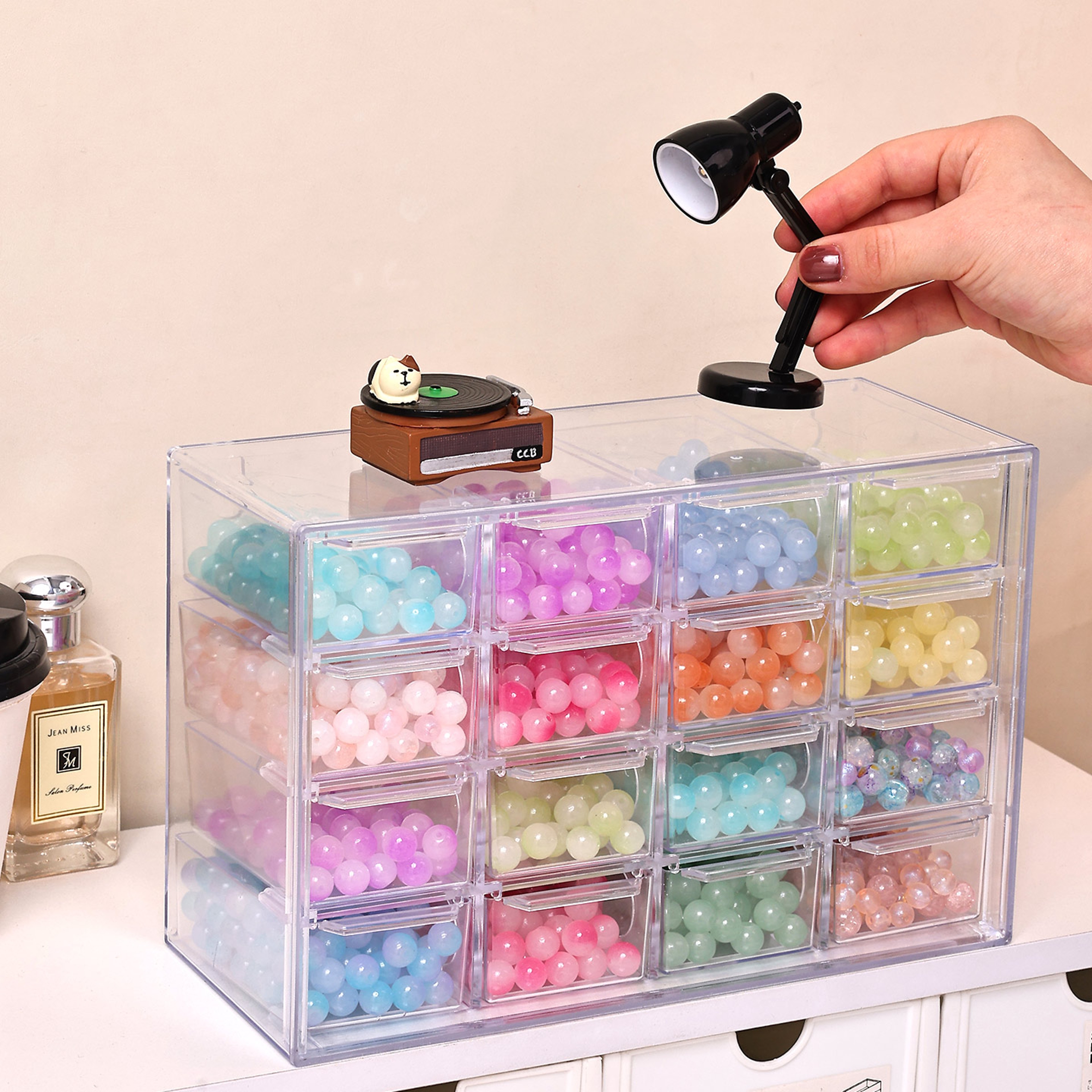 16 Grid Acrylic Bead Storage Box Stackable Jewelry Organizer 3