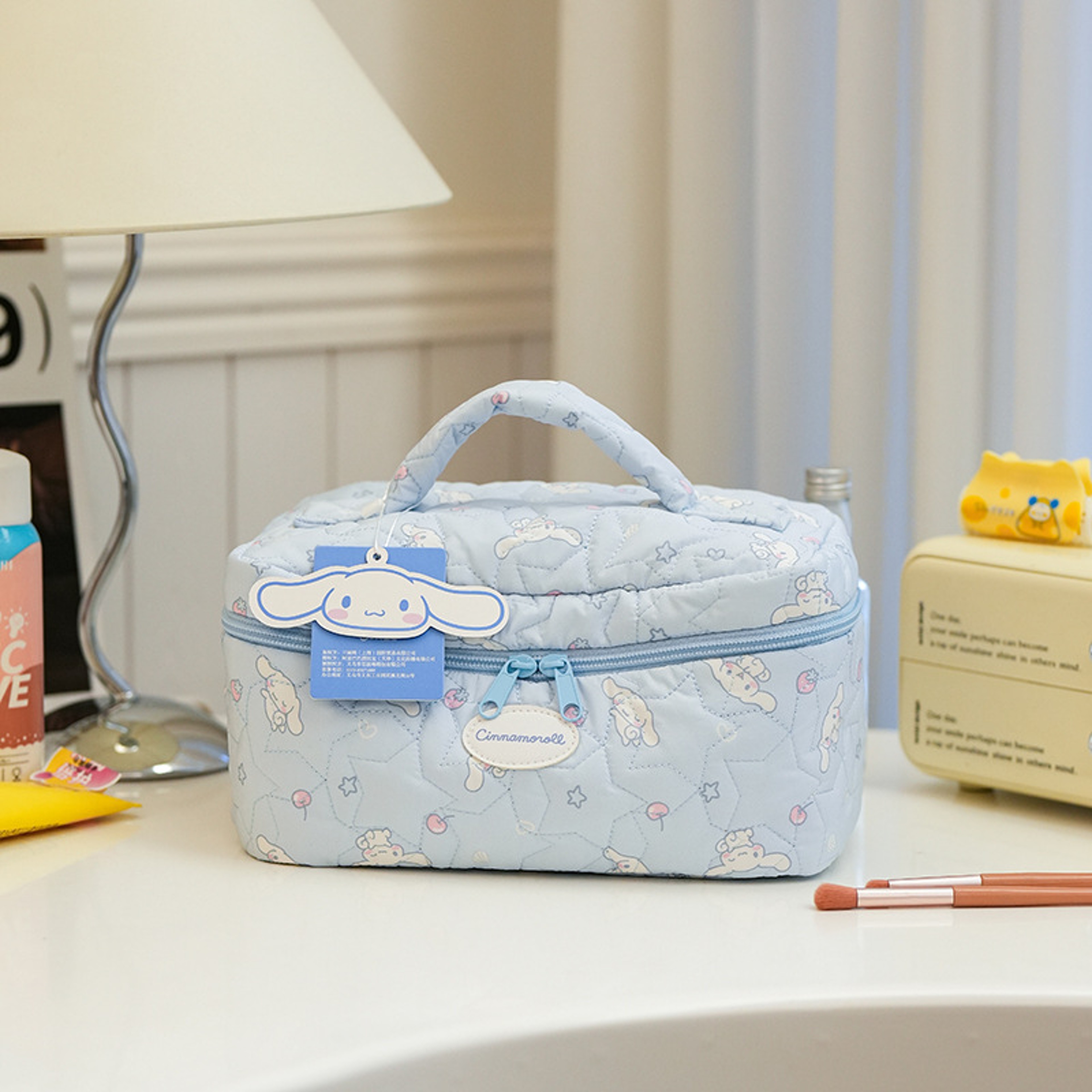 Cute Cinnamoroll Quilted Makeup Bag Portable Travel Cosmetic Organizer 7