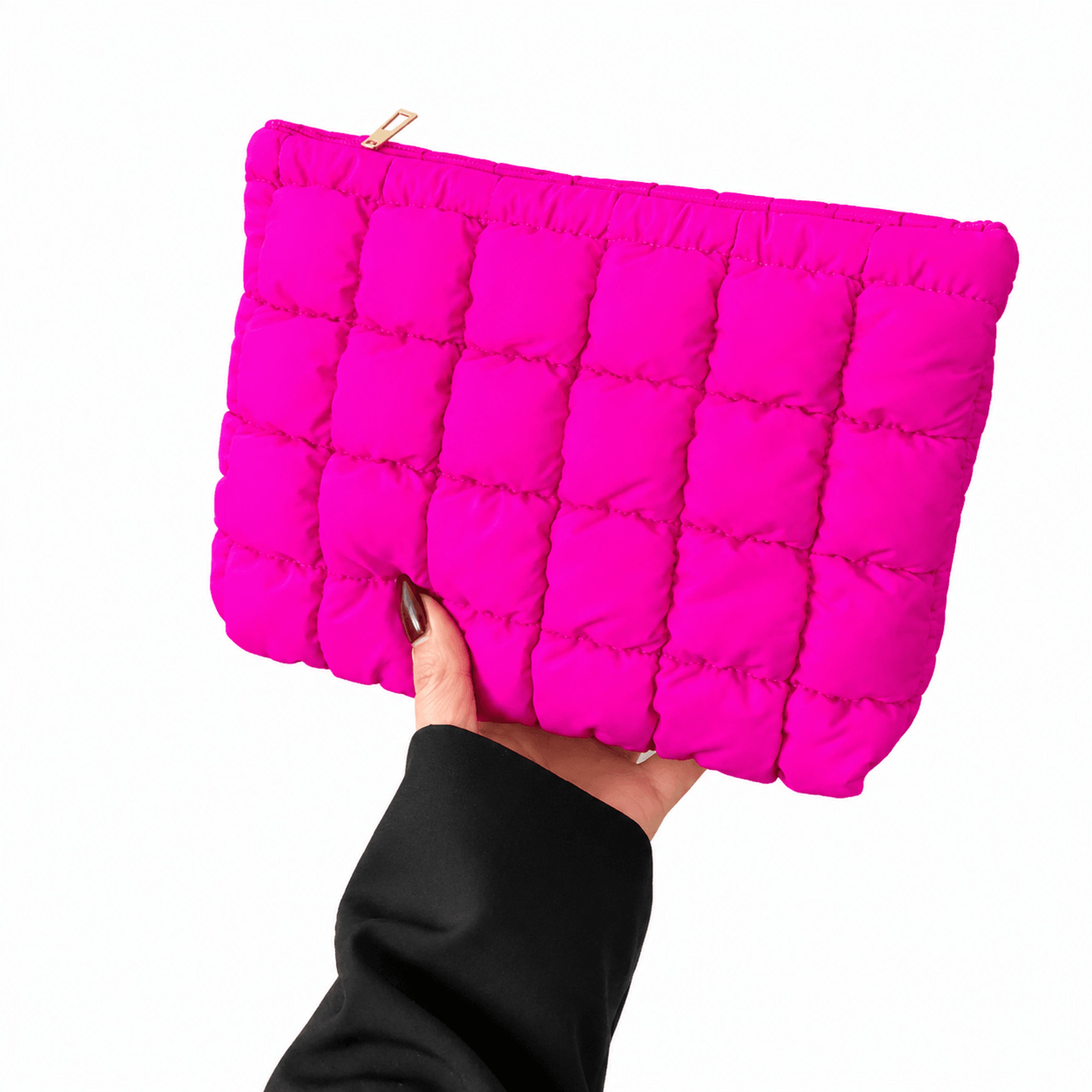 Quilted Makeup Bag For Women Large Cotton Travel Cosmetic Organizer 0