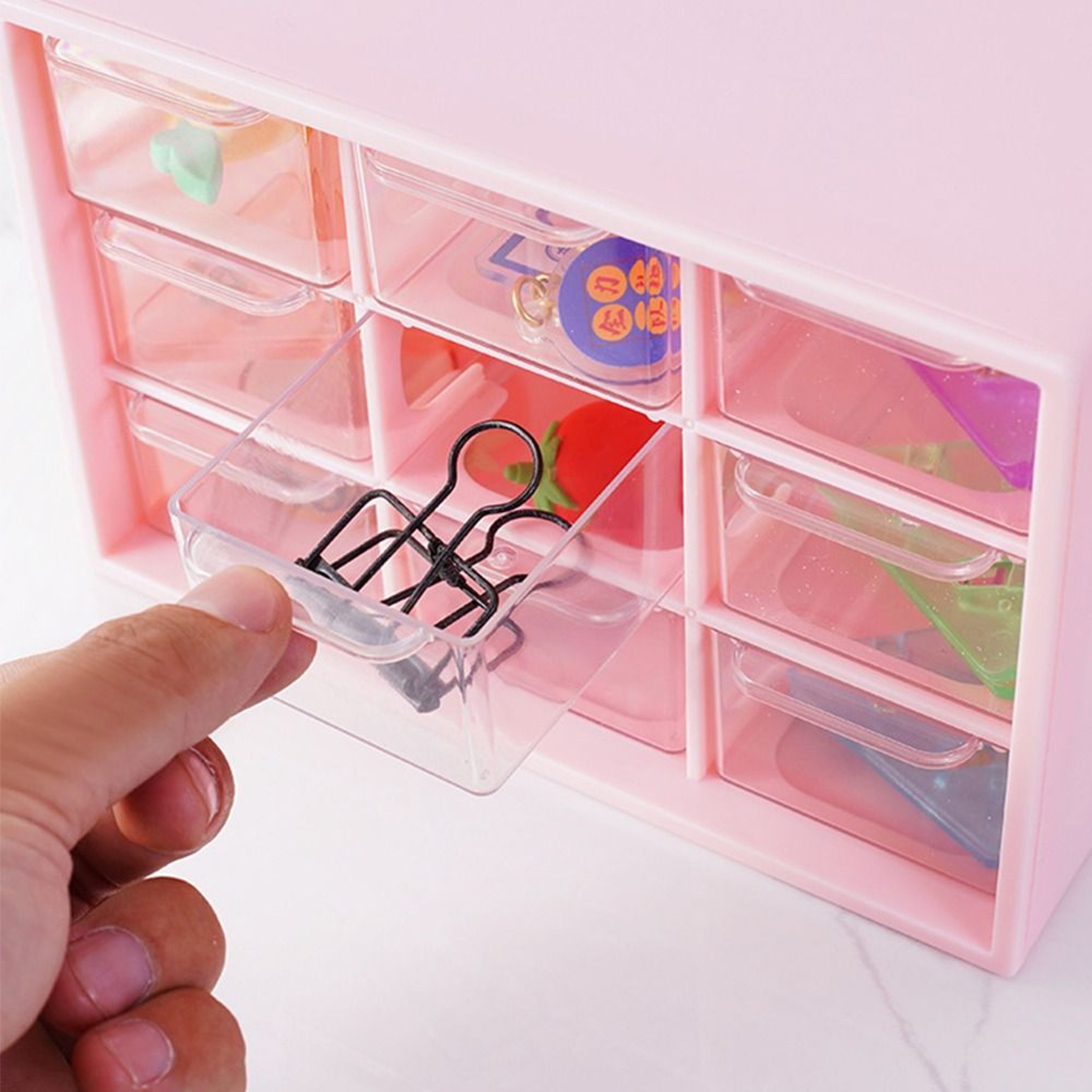 9 Drawer Mini Desk Organizer with Clear Drawers and Wall Mounted Storage – view 5