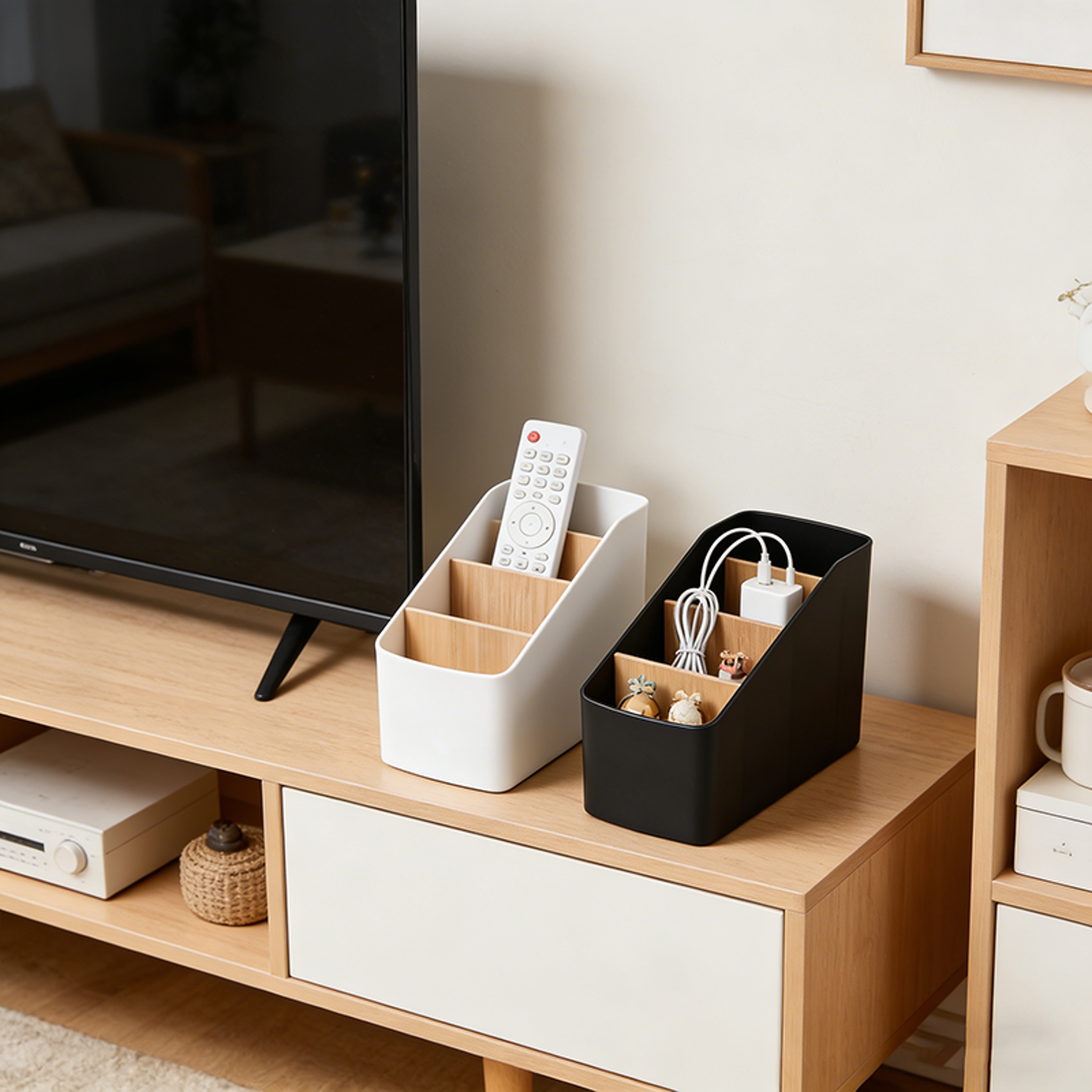 Remote Control Holder Desktop Organizer Caddy For Remotes Makeup Brushes And Office Supplies 2