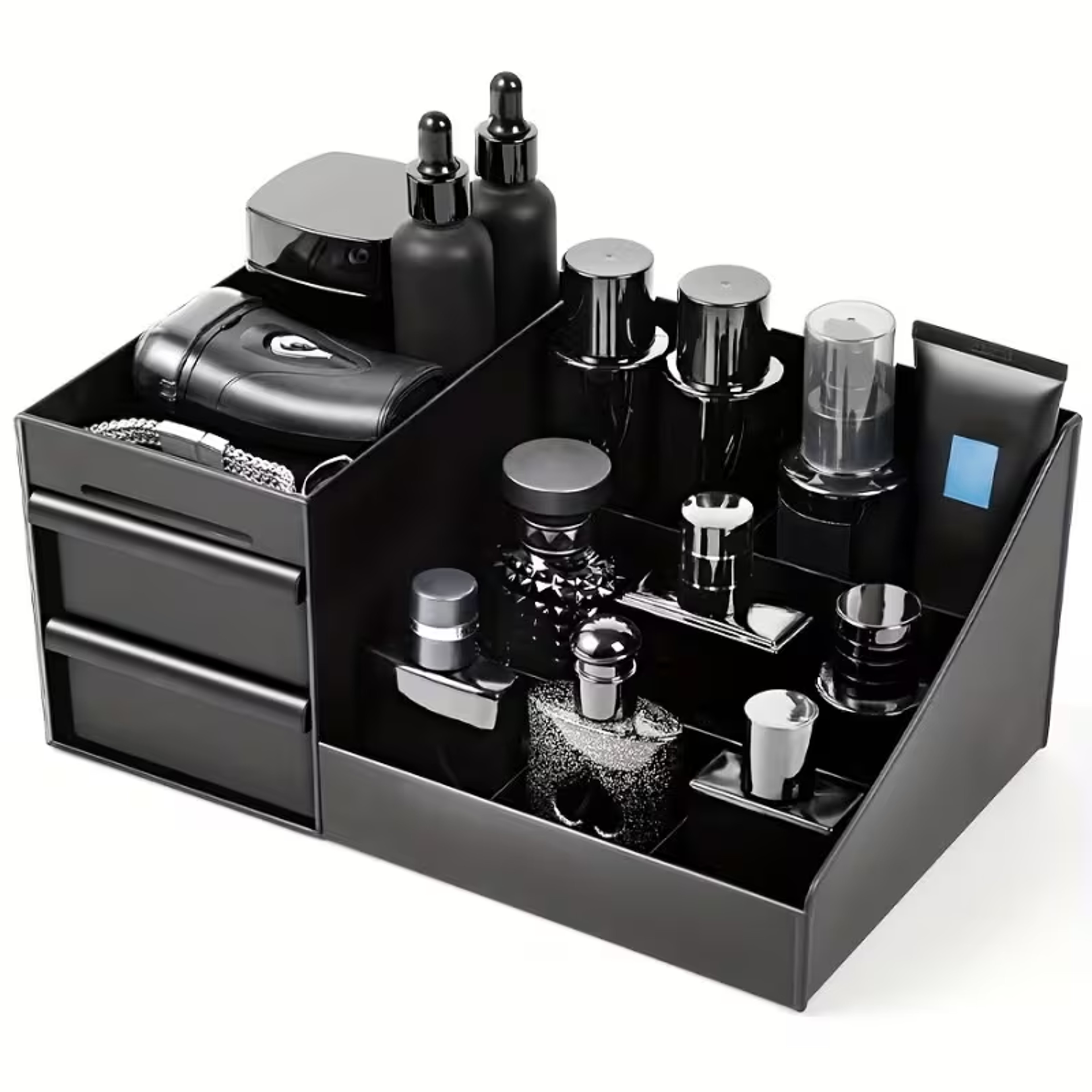 Mens Perfume Organizer With Drawers For Cologne Skincare And Toiletries 0