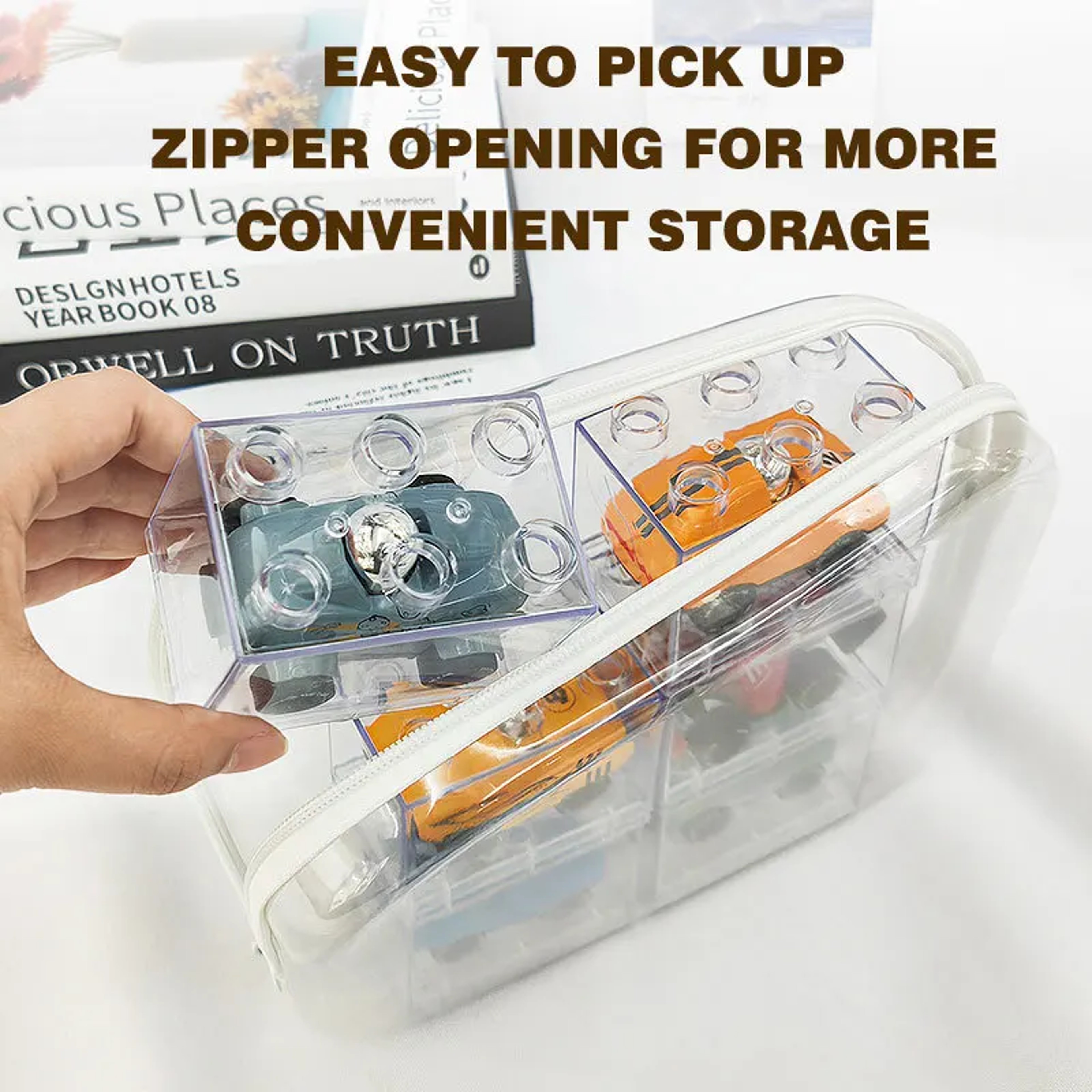 Clear Hard Shell Travel Organizer Waterproof Zipper Storage Case 4