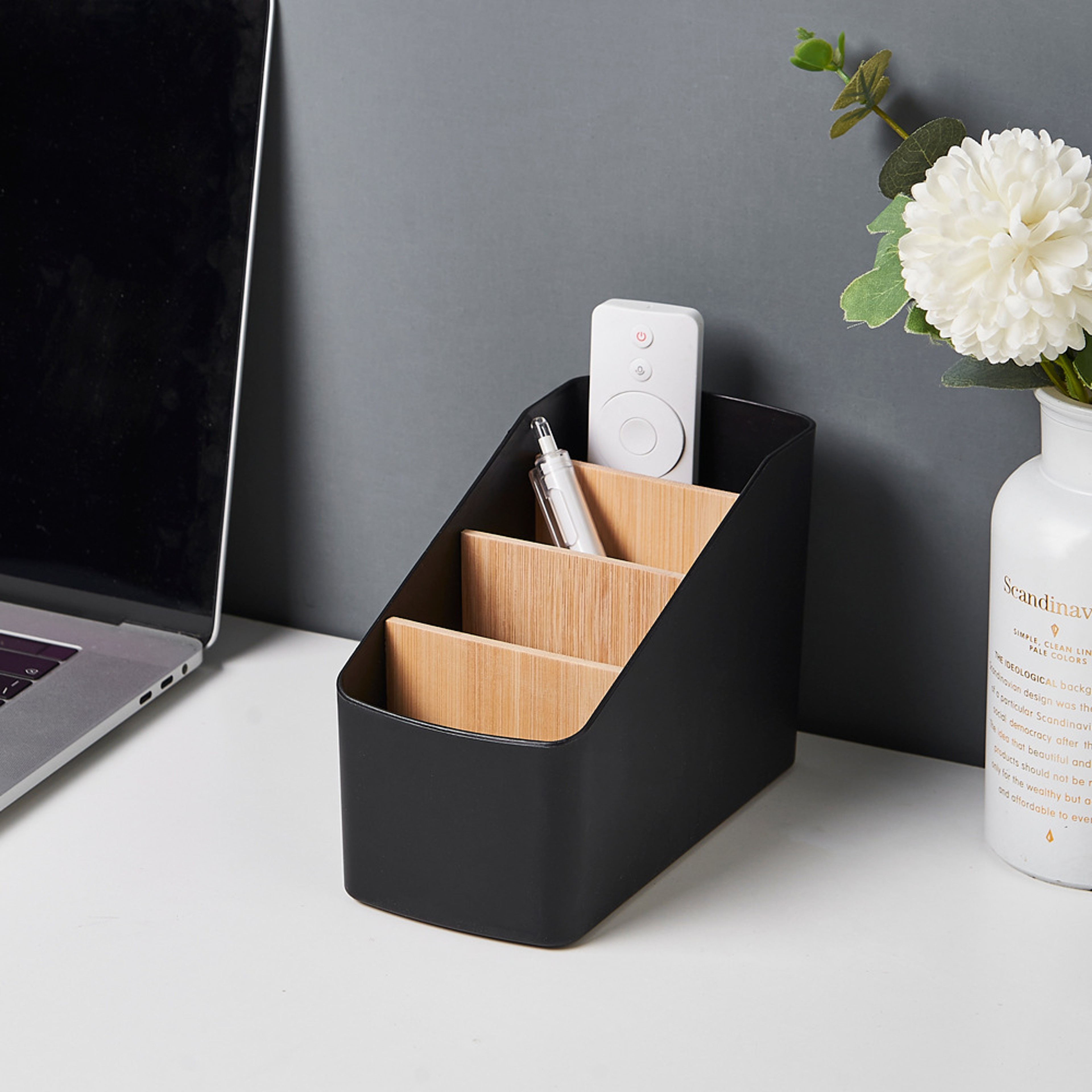Wooden Remote Control Holder Multipurpose Desktop Organizer Storage Box 2