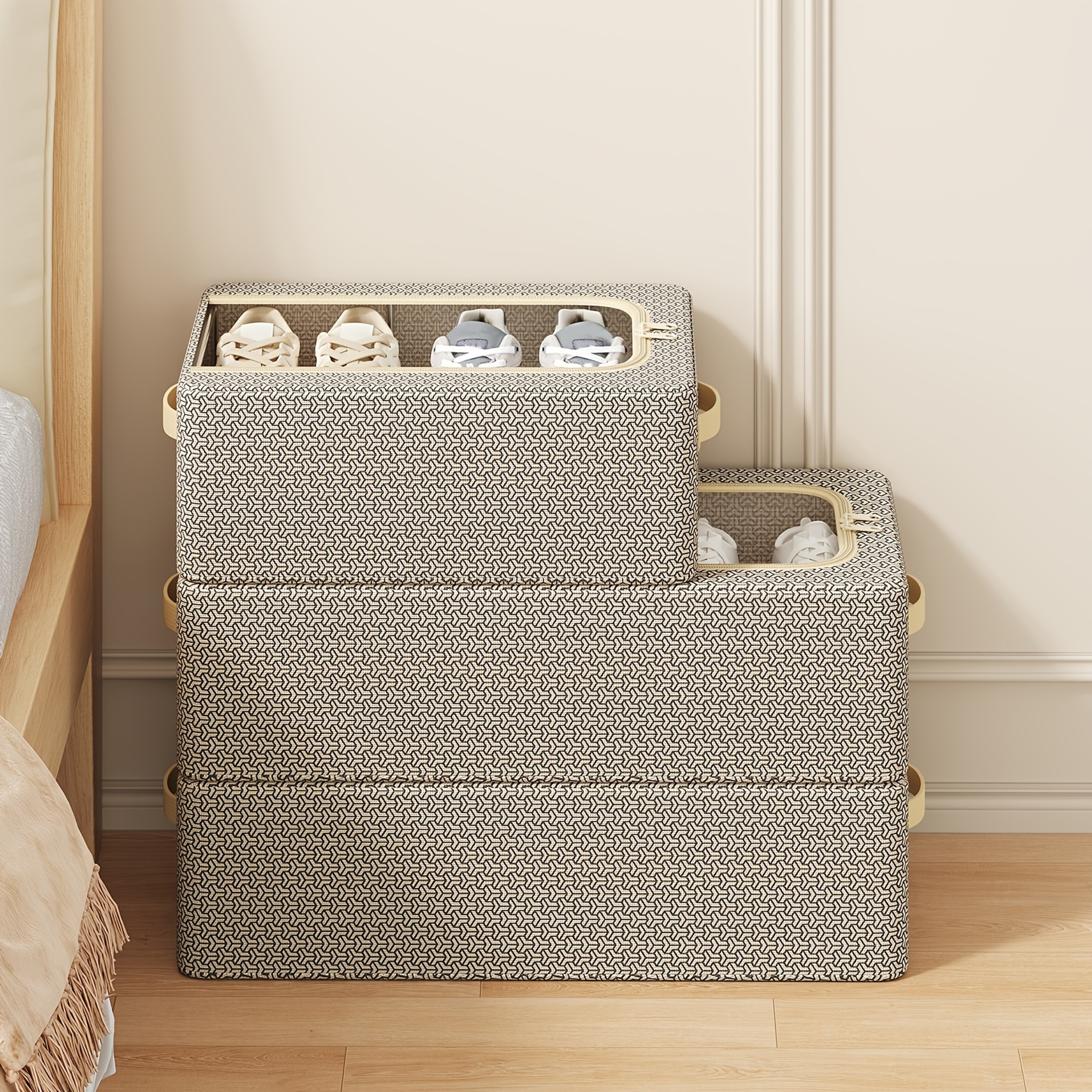 Foldable Under Bed Shoe Storage Organizer With Clear Window 0