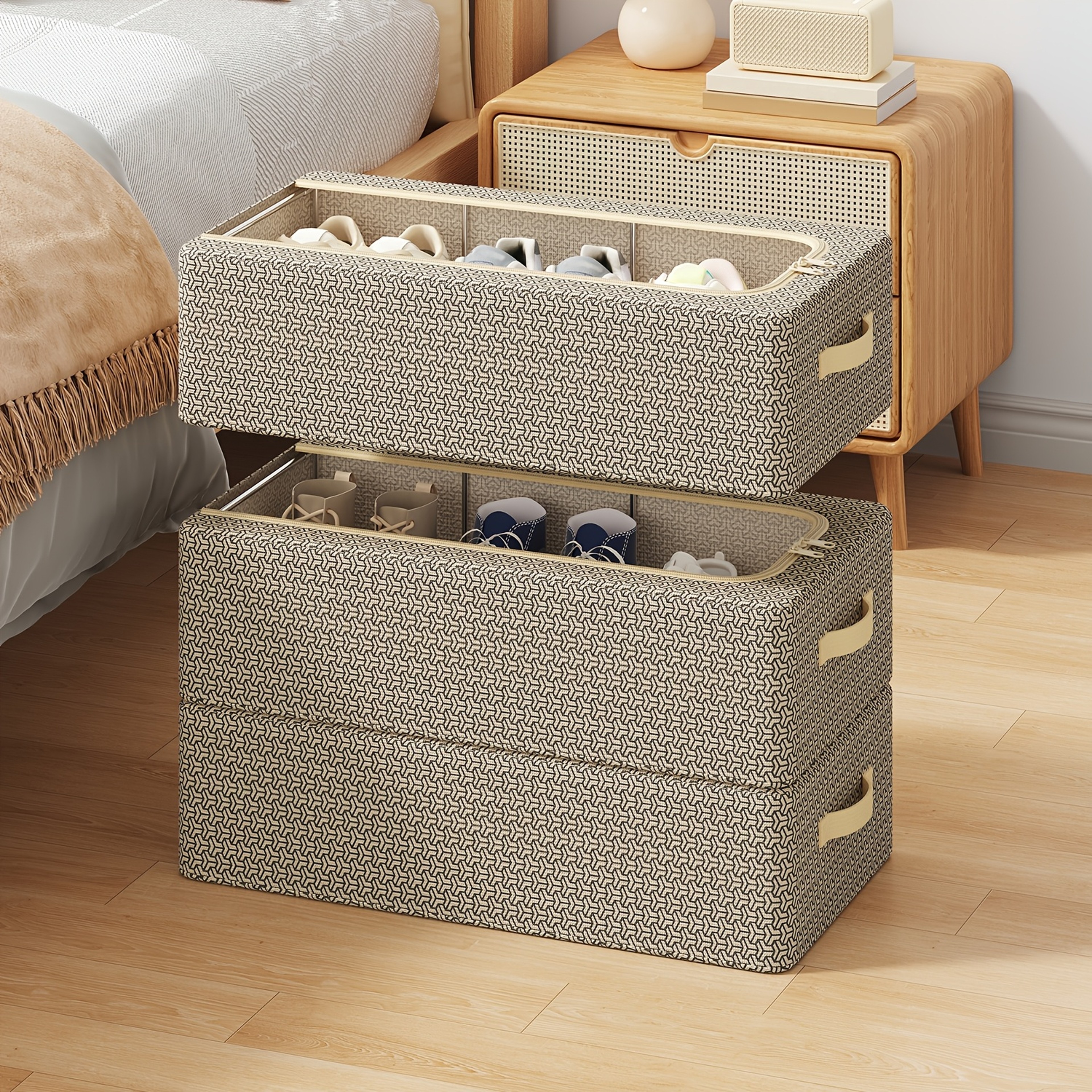 Foldable Under Bed Shoe Storage Organizer With Clear Window 3