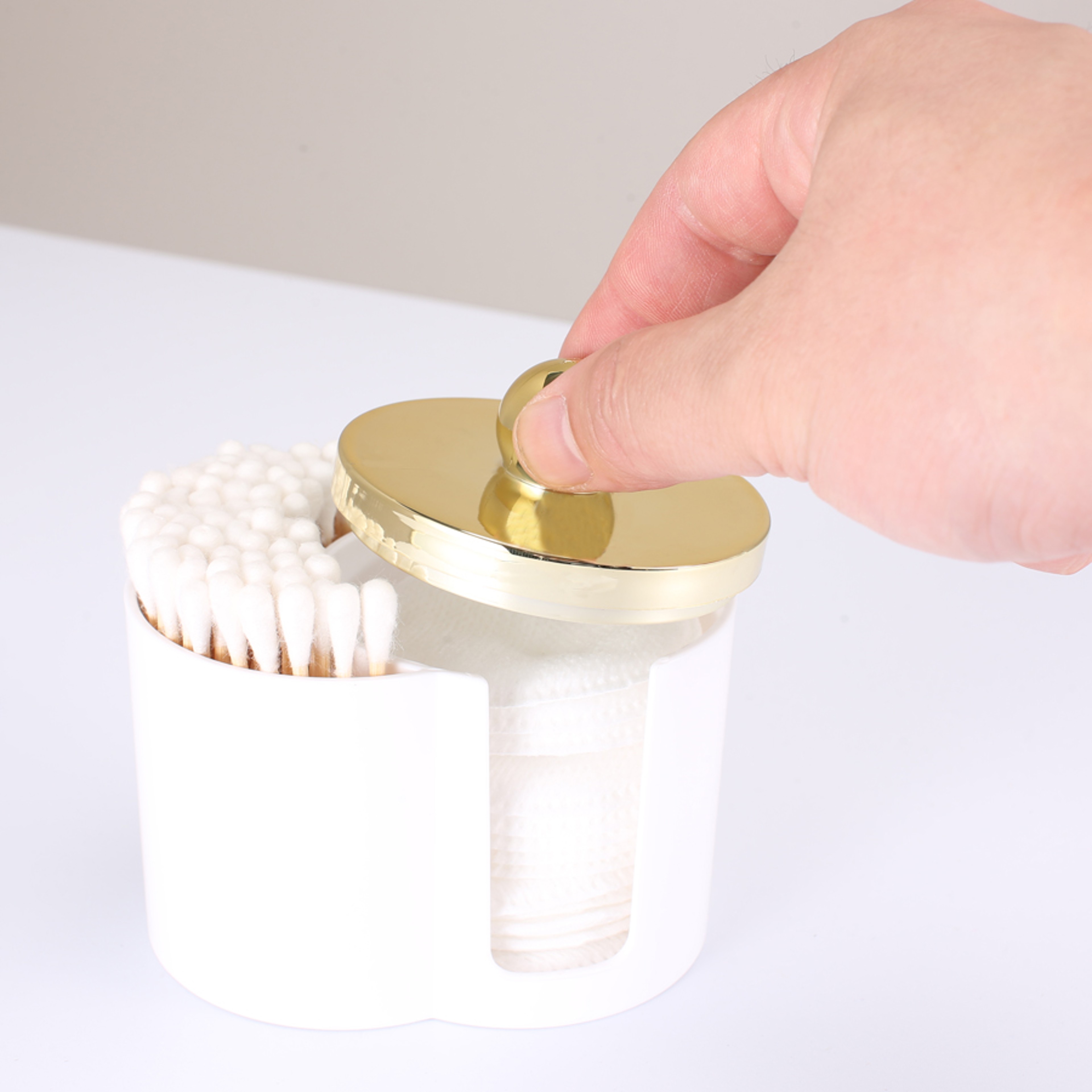 Clear Qtip Holder Cotton Swab Organizer For Bathroom Vanity Storage 4