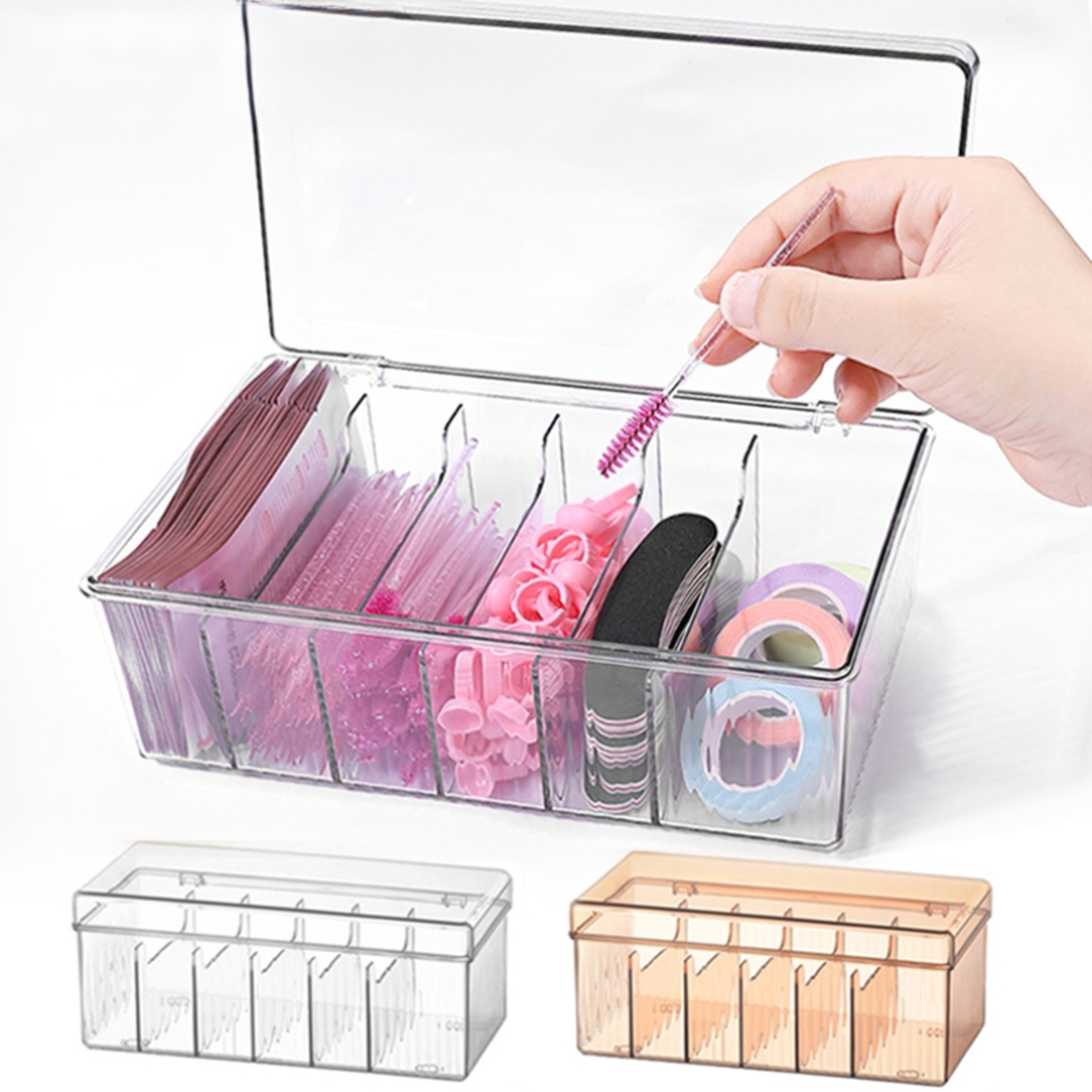 Acrylic Eyelash Storage Box with Lid Transparent Lash Organizer for Makeup Supplies – view 1