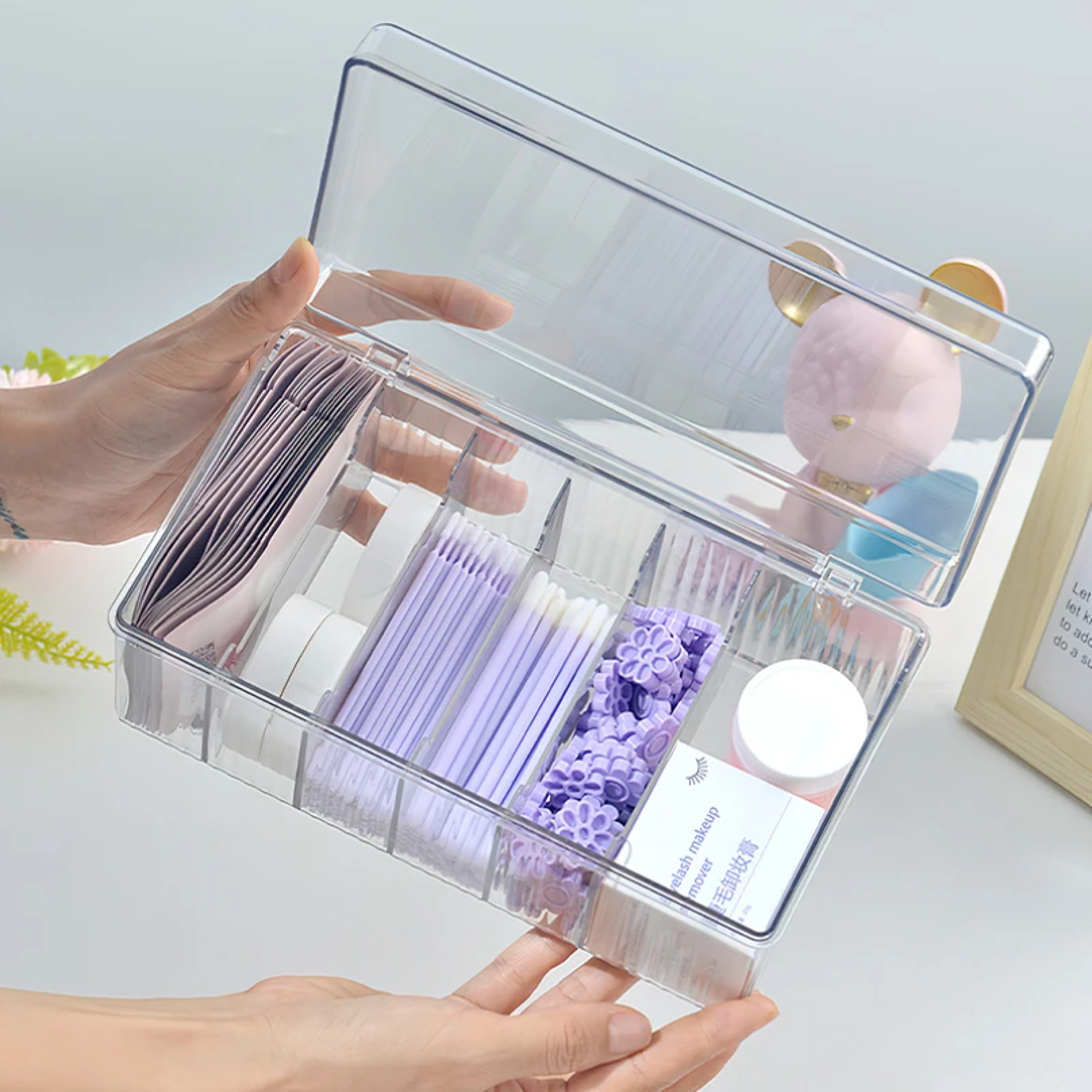 Acrylic Eyelash Storage Box with Lid Transparent Lash Organizer for Makeup Supplies – view 3