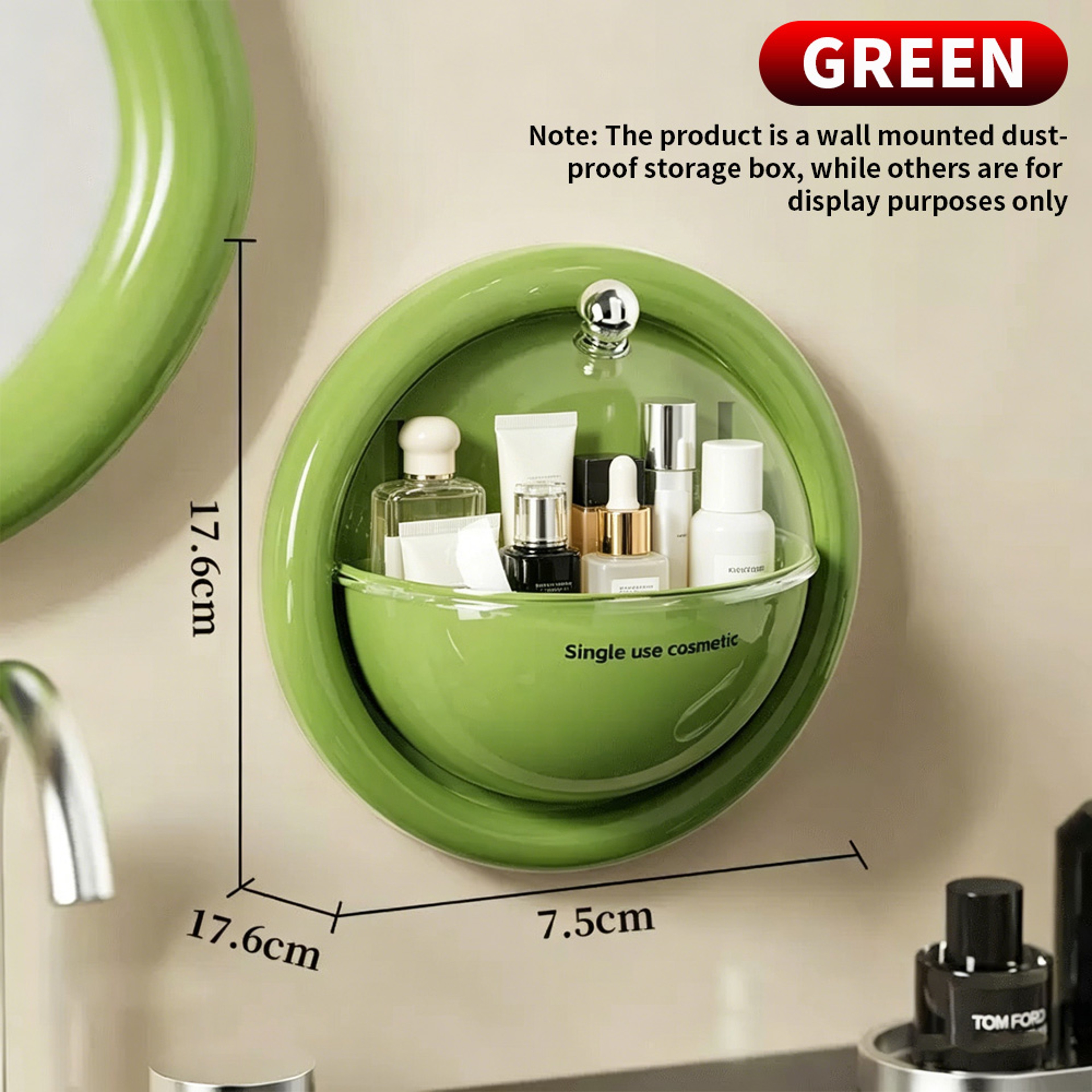 Dustproof Wall Mounted Makeup Organizer Transparent Bathroom Cosmetic Storage Box – view 8
