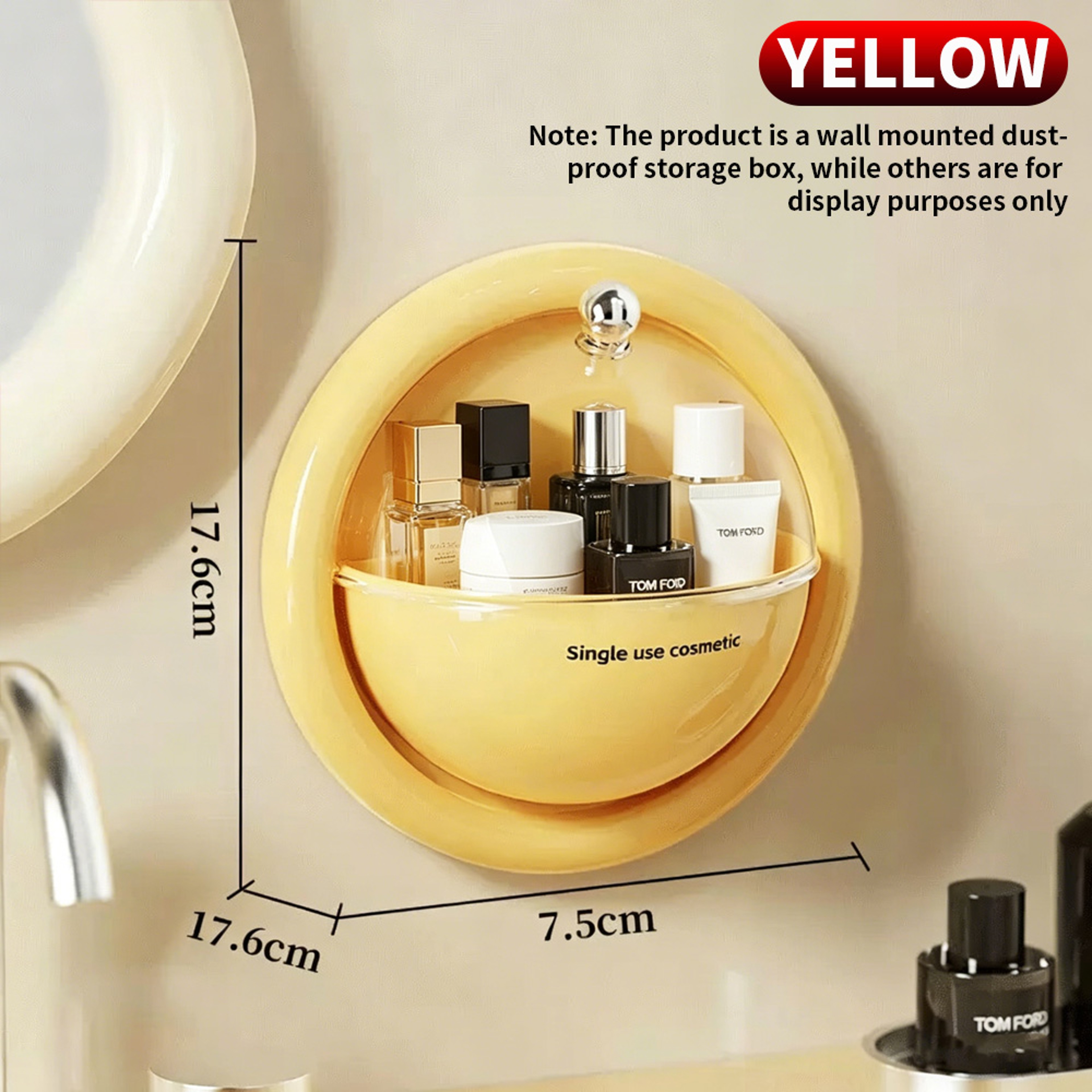 Dustproof Wall Mounted Makeup Organizer Transparent Bathroom Cosmetic Storage Box – view 9