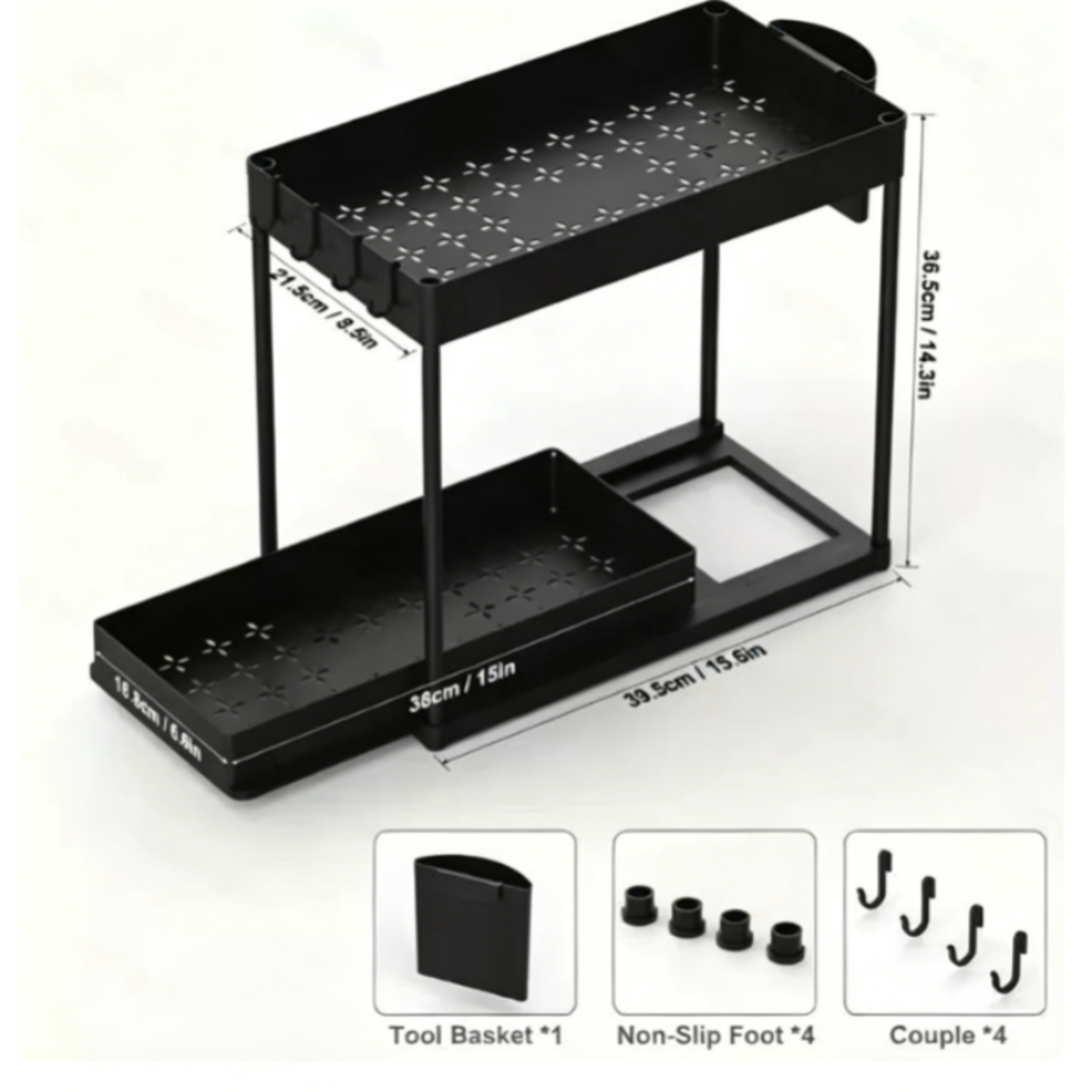 Pull Out Under Sink Organizer with Sliding Drawer for Kitchen and Bathroom Storage – view 2