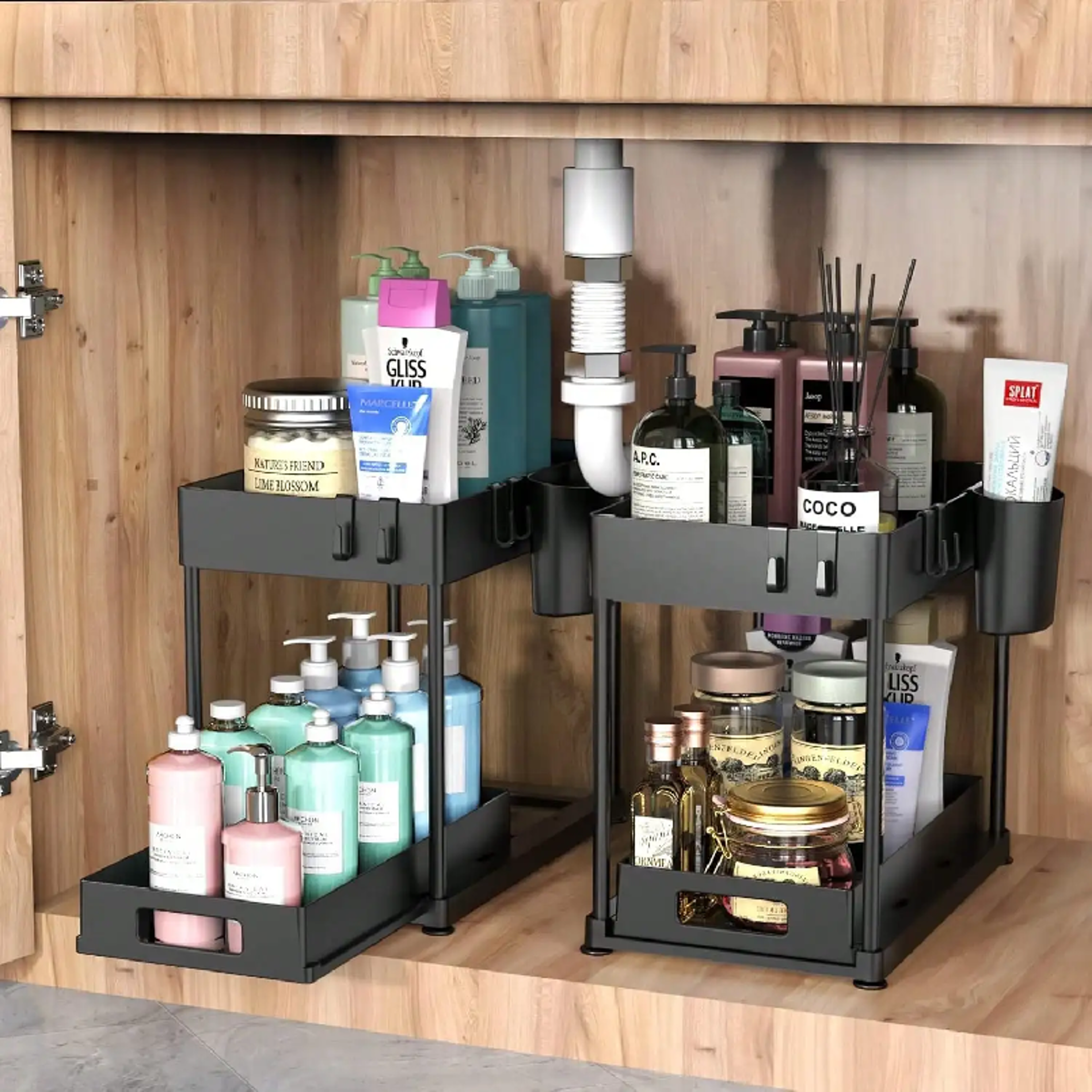Pull Out Under Sink Organizer with Sliding Drawer for Kitchen and Bathroom Storage – view 3