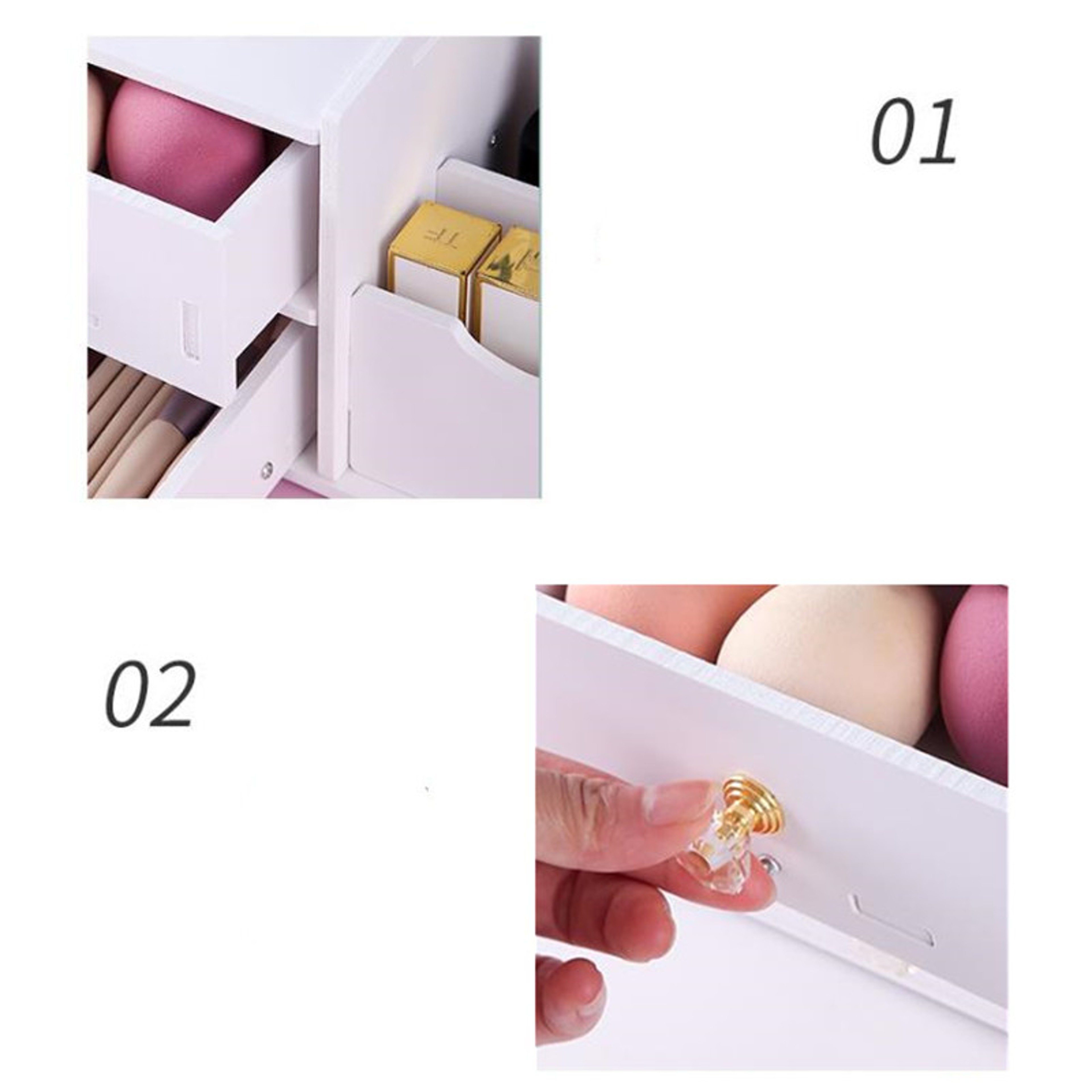 Large Capacity Makeup Organizer with Mirror, Cosmetic Storage Box and Drawer – view 5