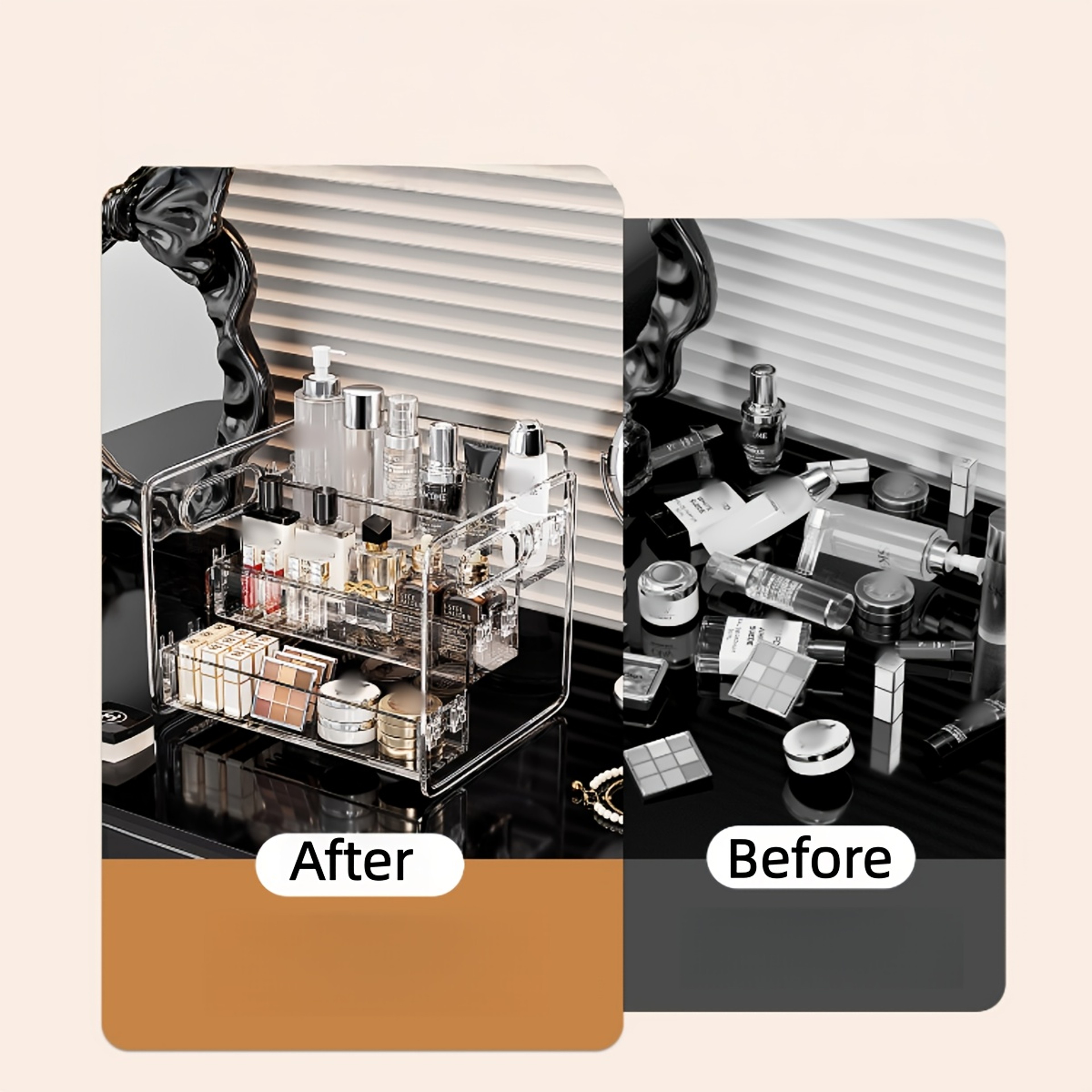 Acrylic Makeup Organizer Clear Slanted Vanity Storage Basket For Cosmetics And Skincare 6