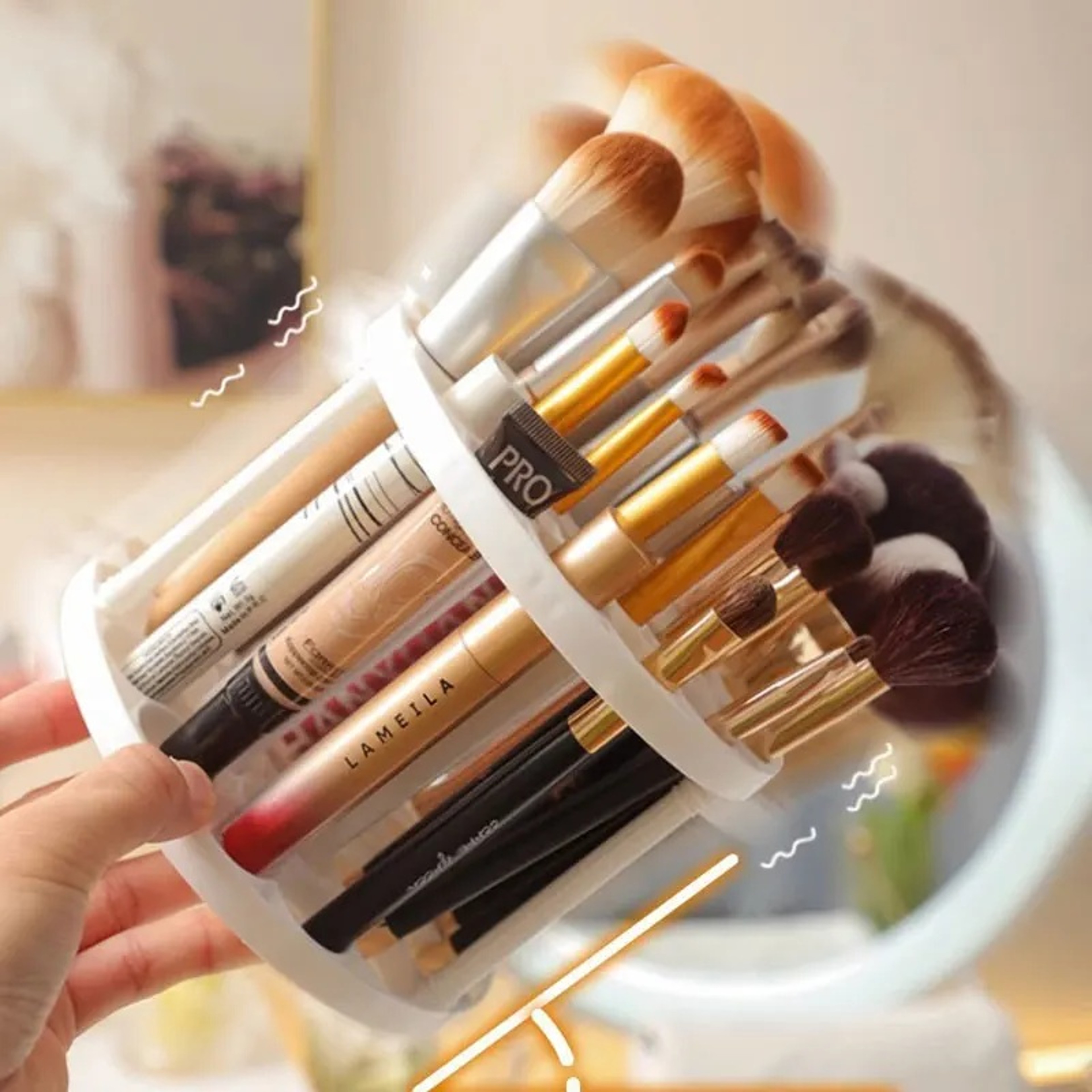 360 Rotating Makeup Brush Holder And Vanity Organizer 1