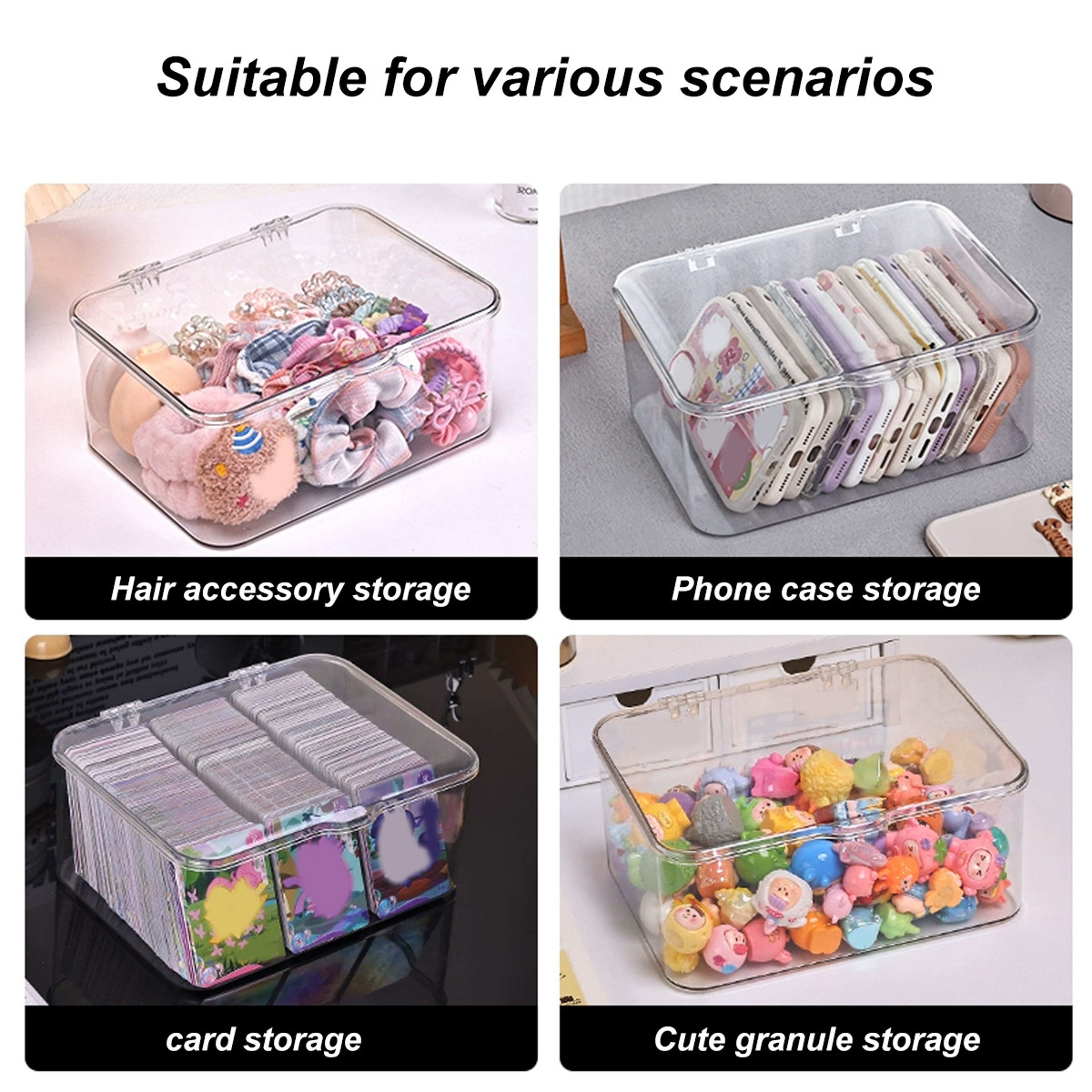 Clear Flip Top Storage Box Stackable Desktop Organizer With Dustproof Lid 5
